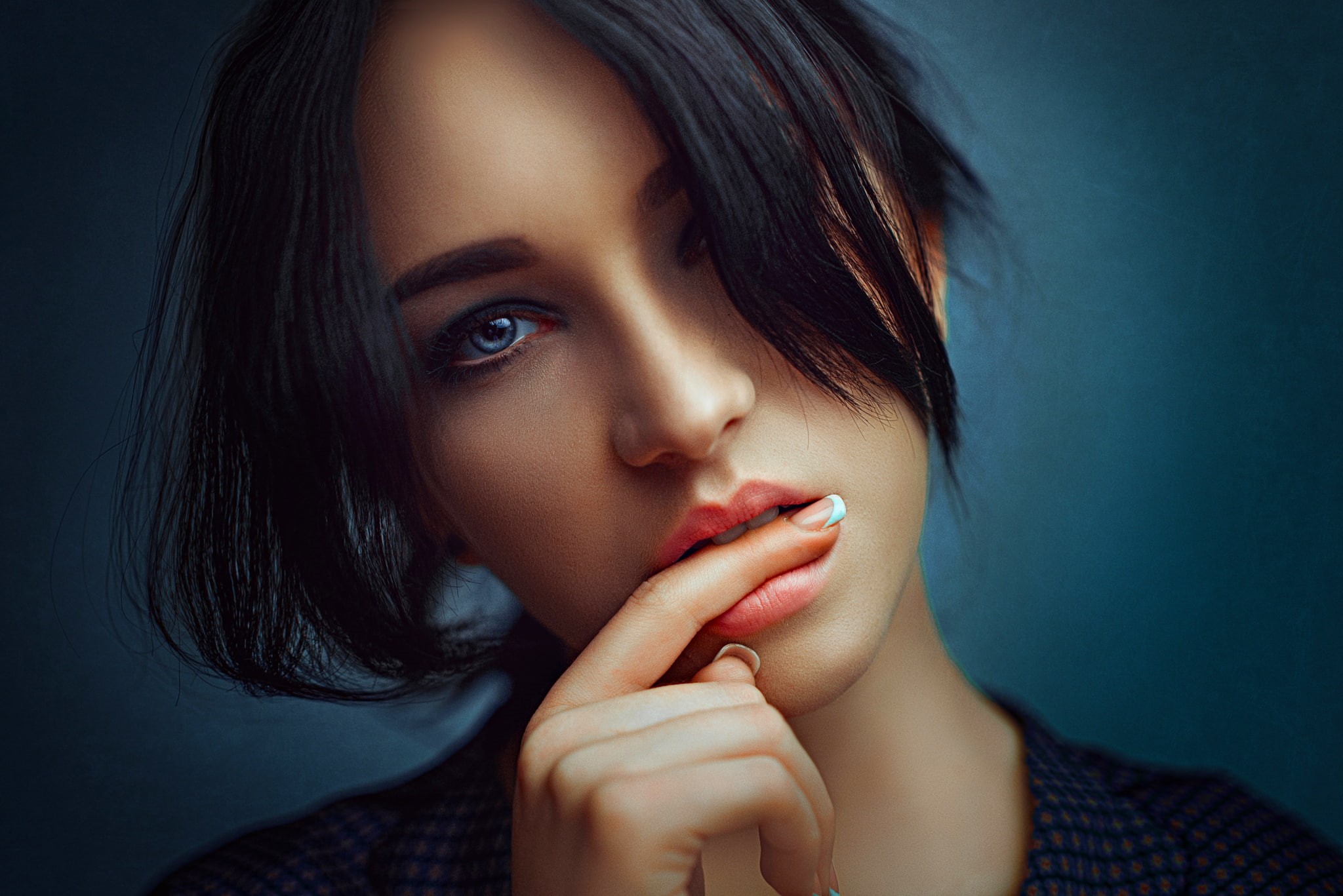 young adult, hand, Woman, Mood, Gera, fashion, contemplation, adult, top, hairstyle, human body part, finger, headshot, one person, Portrait, indoors, Imwarrior, HD Wallpaper