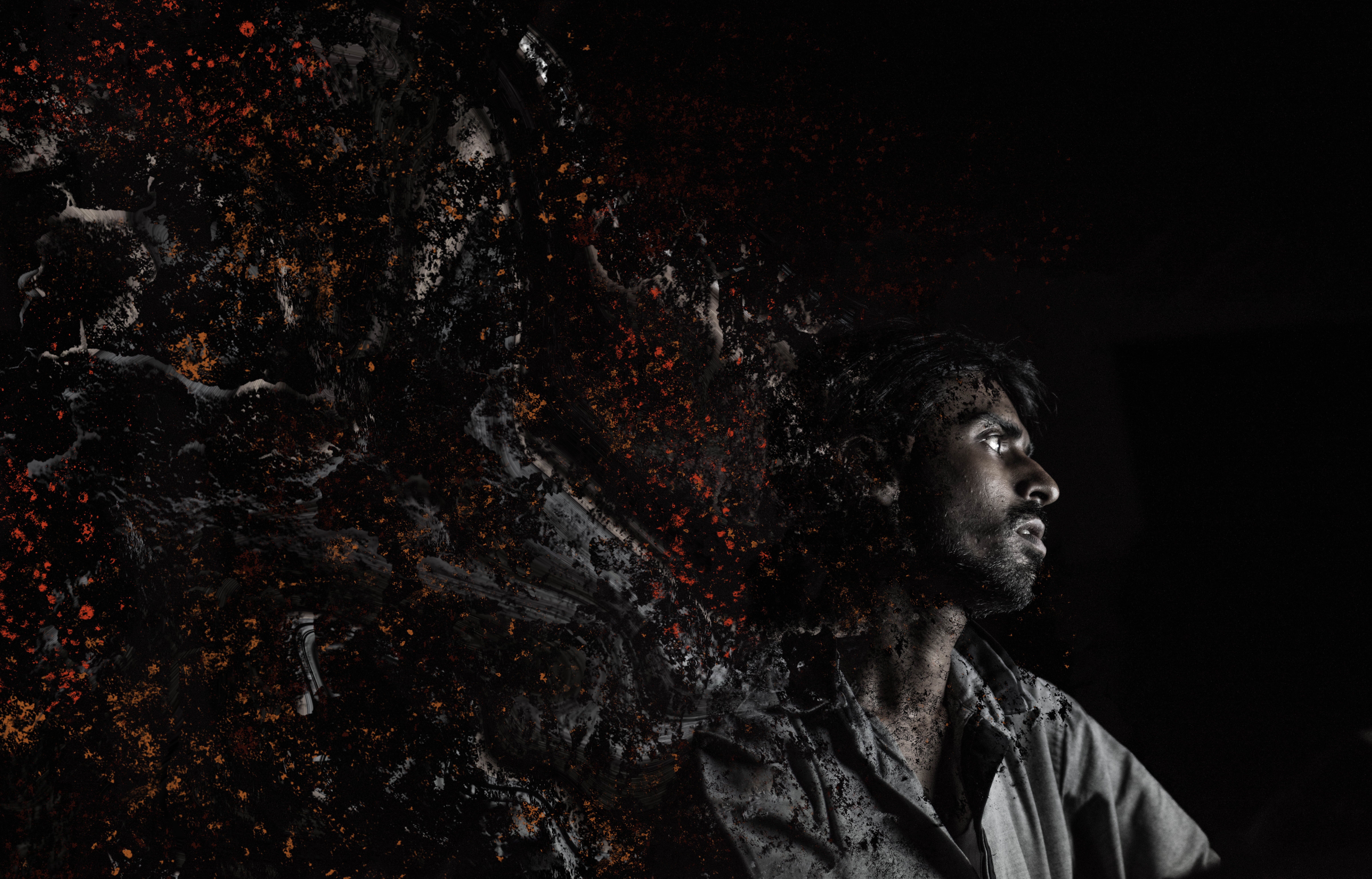 photoshop, looking up, black, hairstyle, screen background, course, abstract, pattern, creativity, contemplation, brush, art, one person, dreadlocks, dark, HD Wallpaper