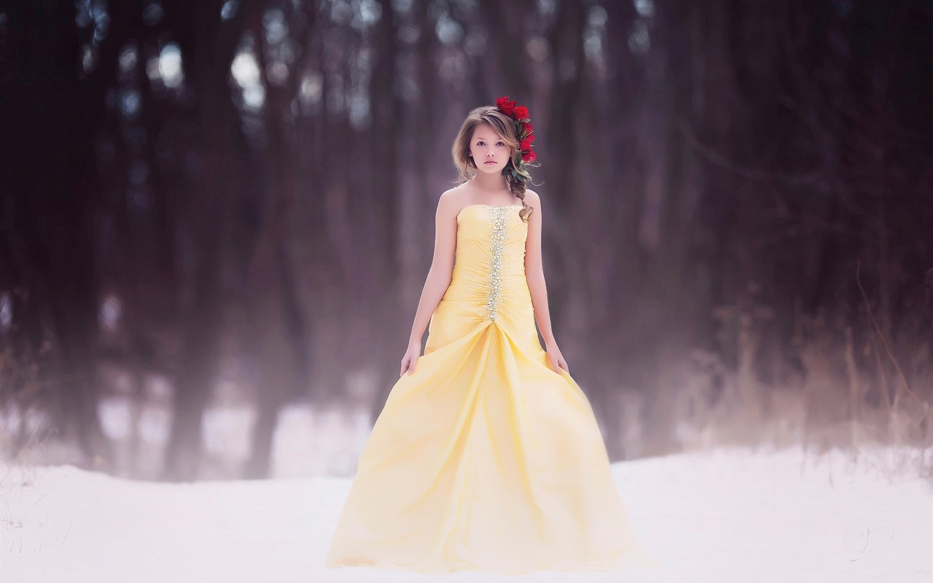 Children, Flowers, Girl, 1080P, Hairstyle, Dress, Yellow, HD Wallpaper