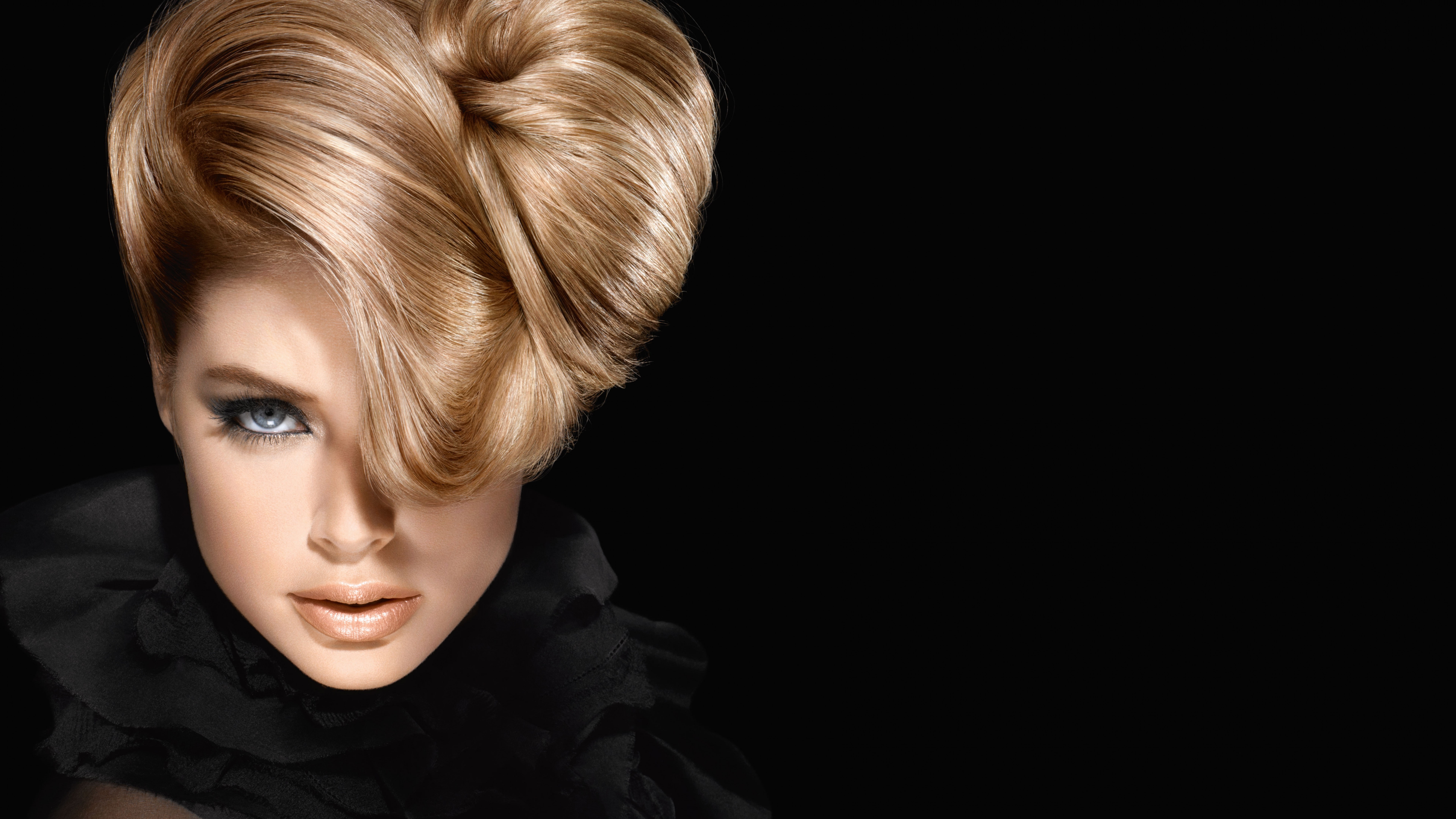 photo, woman, makeup, portrait, top, fashion model, wearing, black, Doutzen Kroes, 8K, background, Loreal, hairstyle, HD Wallpaper