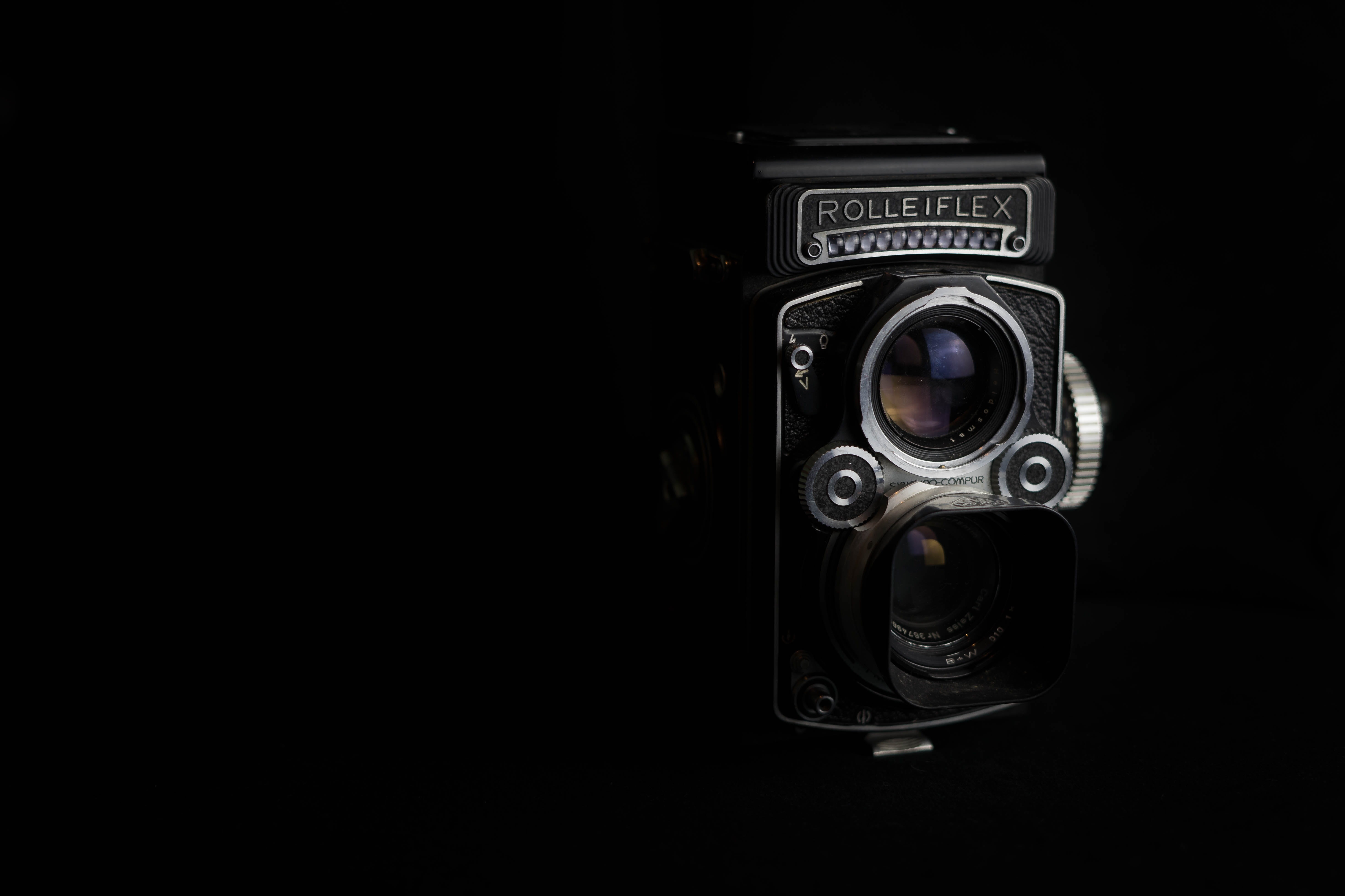 camera - photographic equipment, rustic, historically, black background, technology, creativity, background, 5K, equipment, zoom, lens - optical instrument, HD Wallpaper