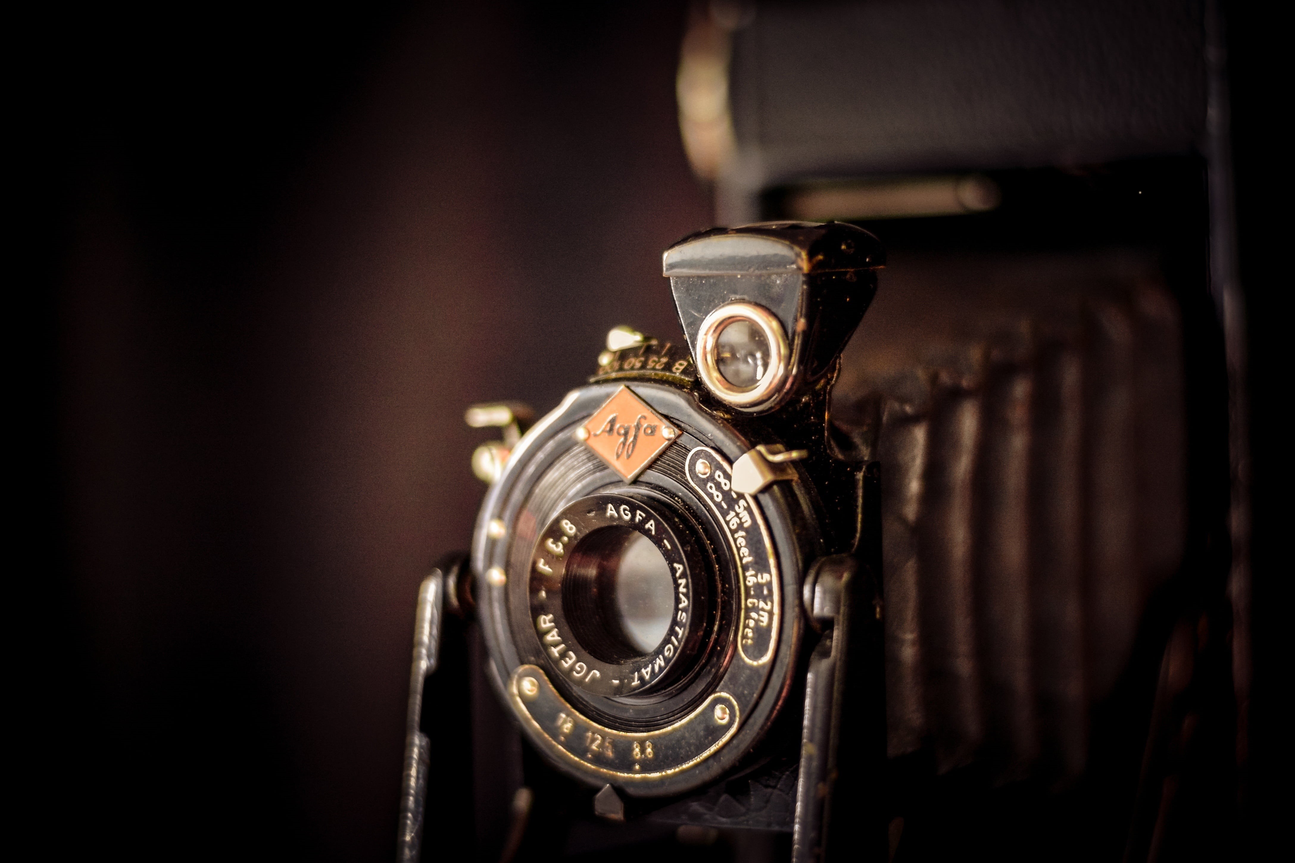 photography themes, lens - optical instrument, camera - photographic equipment, vintage, nostalgia, selective focus, agfa, technology, indoors, close-up, HD Wallpaper