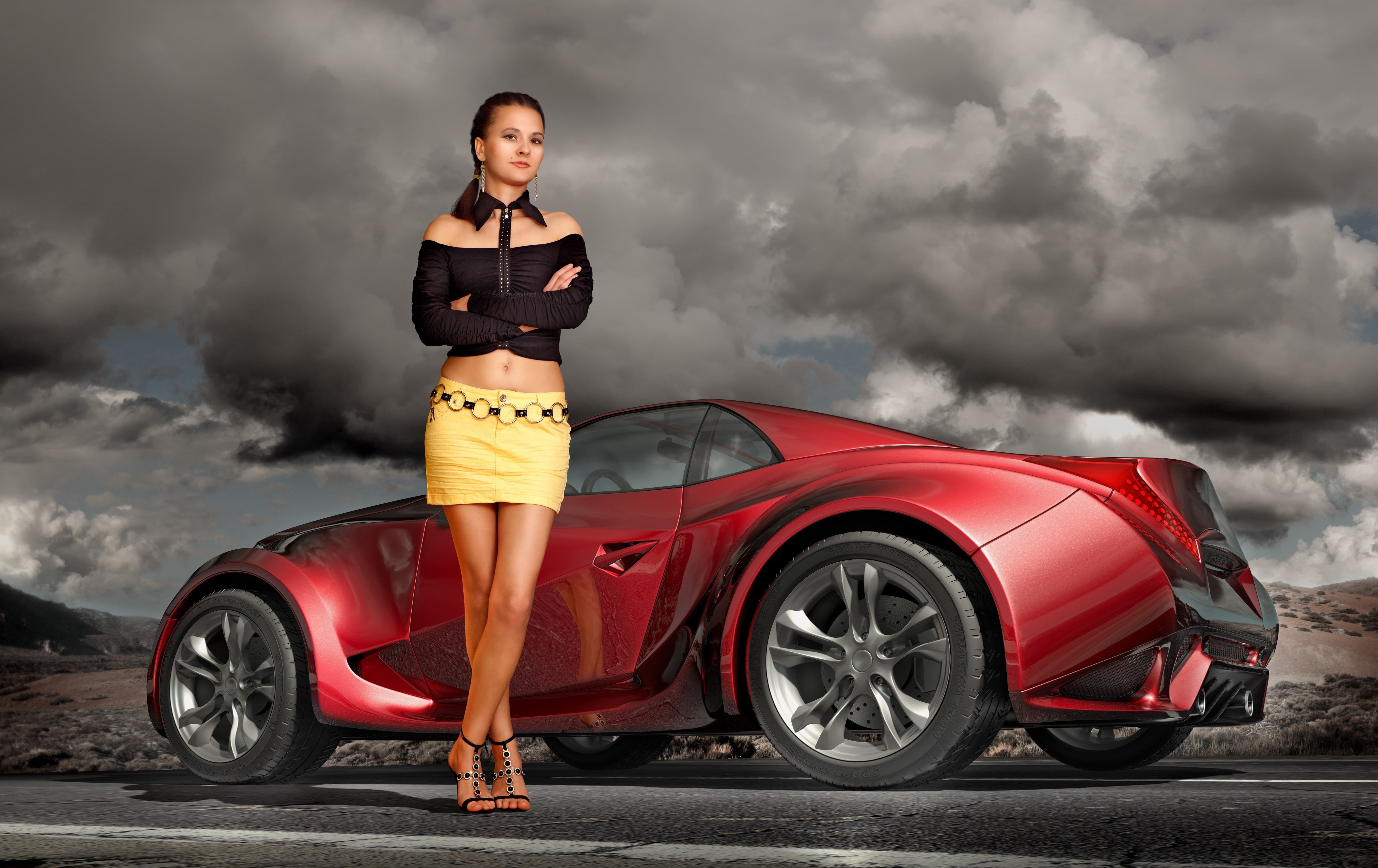full length, lifestyles, one Person, outdoors, driving, females, caucasian Ethnicity, on the road, land Vehicle, coupe, Beautiful girl, wheel, motor Vehicle, HD Wallpaper