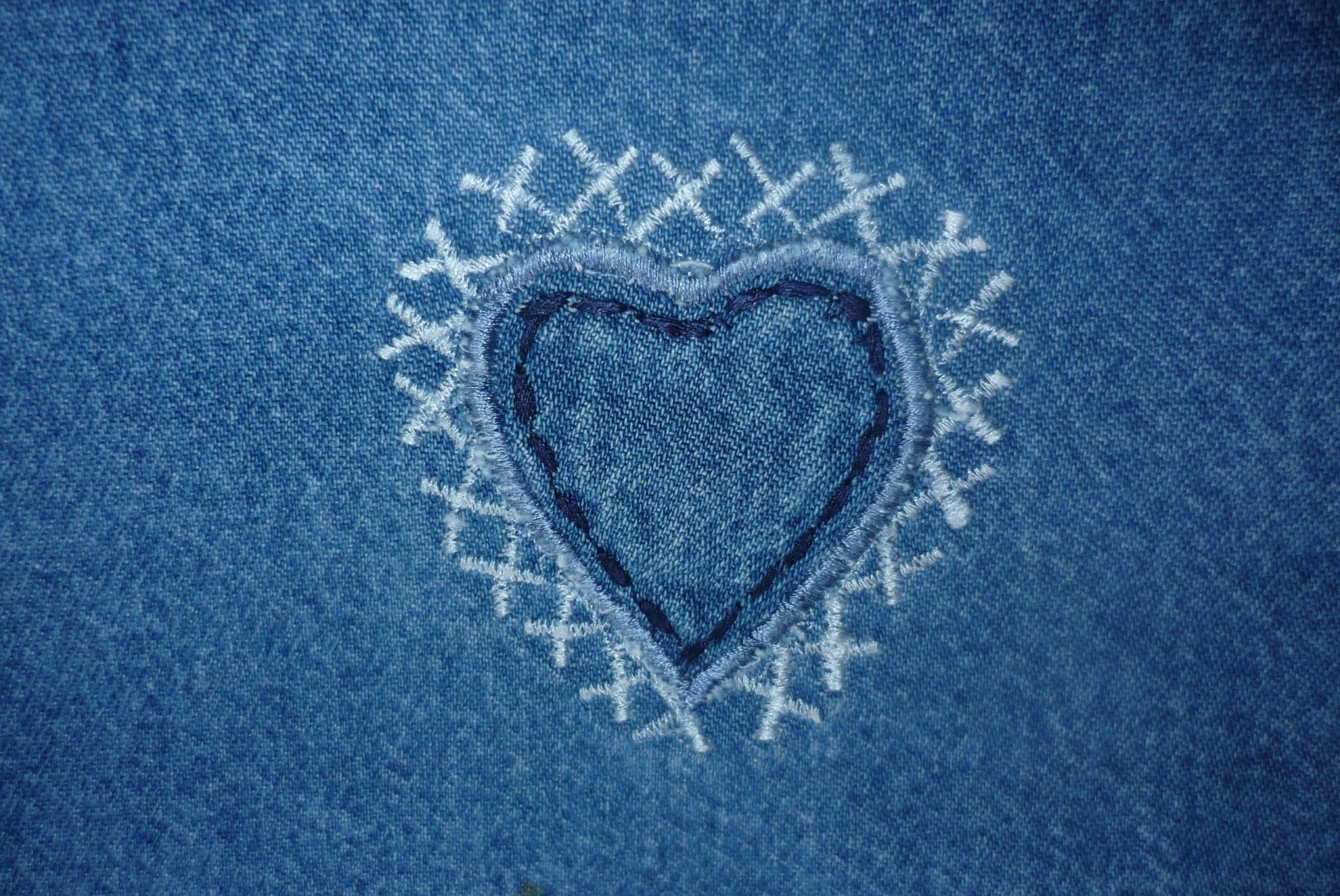 positive emotion, stitch, no people, art and craft, close-up, denim, communication, jeans, 1080P, apparel, wear, fabric, full frame, fashion, style, material, HD Wallpaper