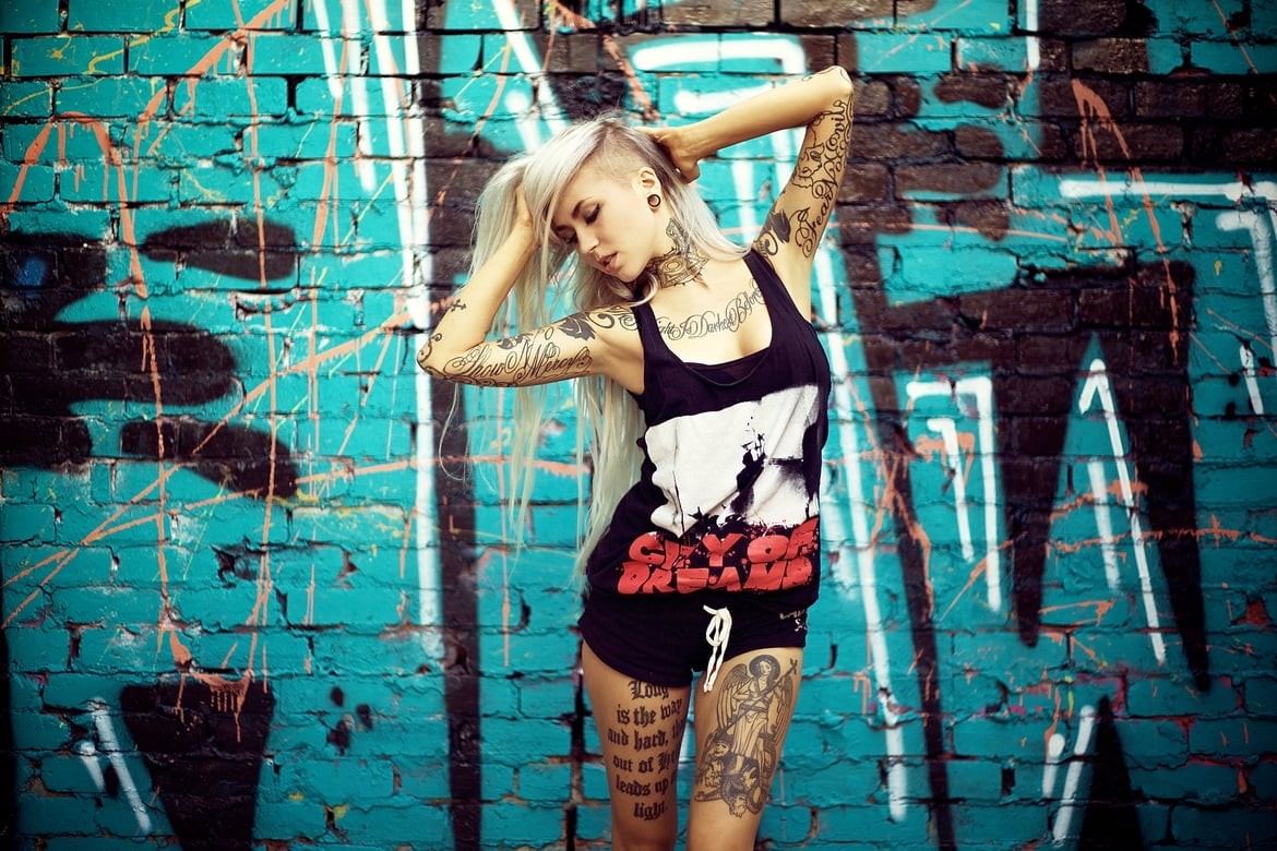 one person, s, young women, armpits, casual clothing, tunnel, tank, blonde, wall - building feature, real people, blond hair, black, young adult, women, HD Wallpaper