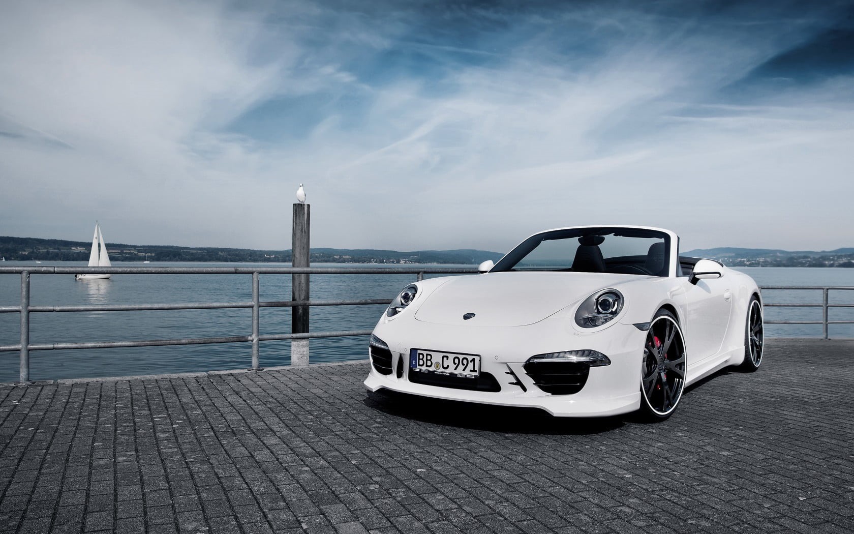 elegance, car, horizon, land Vehicle, convertible, railing, horizon over water, 911, porsche, nature, cloud - sky, outdoors, carrera s, day, sports Car, HD Wallpaper