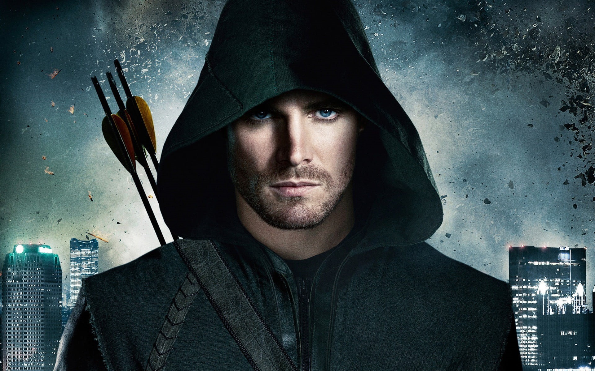 hood - clothing, headshot, young men, human face, Oliver Queen, portrait, real people, indoors, hood, 1080P, men, casual clothing, front view, HD Wallpaper