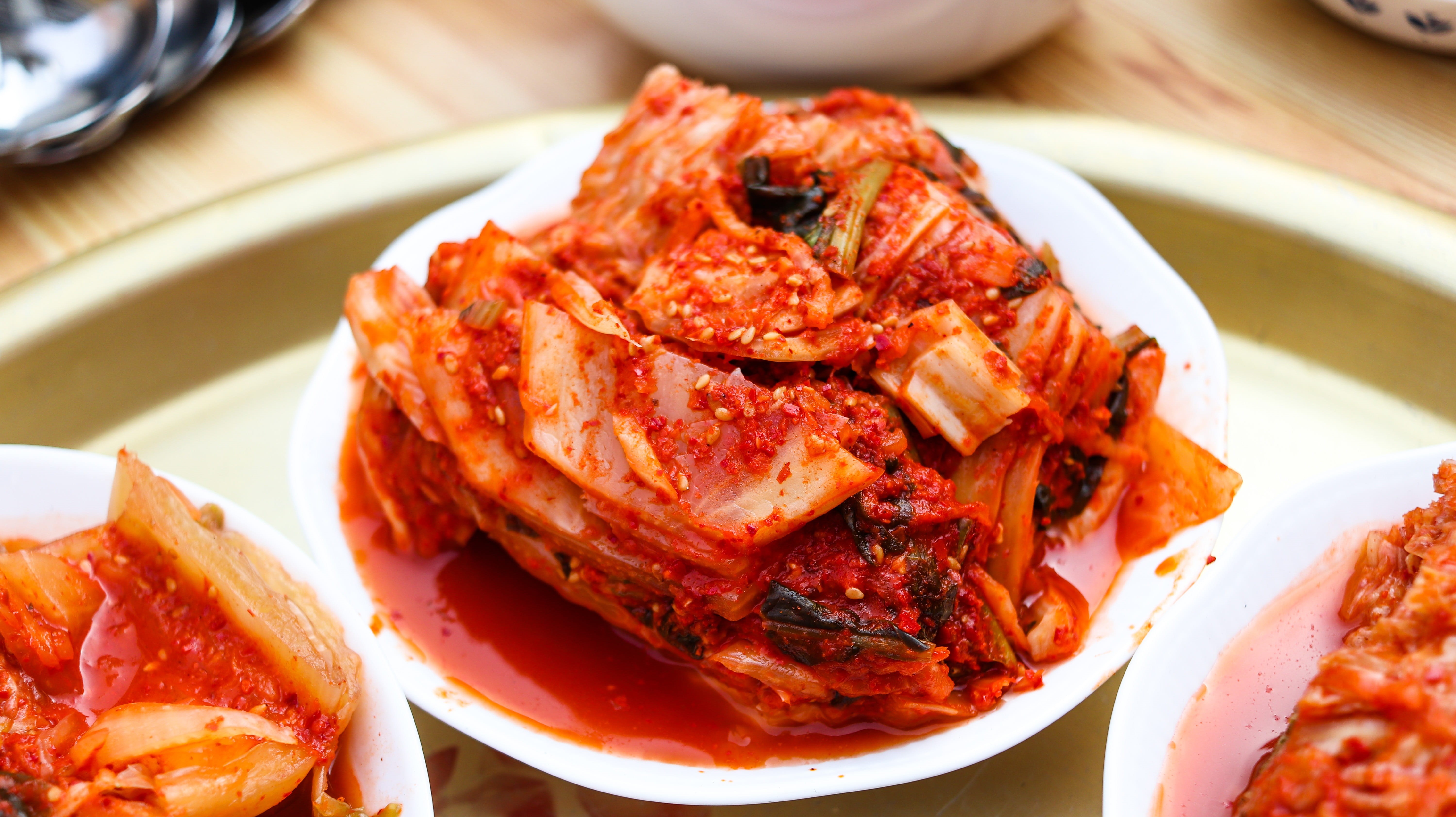 dinner, food, meat, wellbeing, indoors, meal, close-up, snack, freshness, 5K, food and drink, spicy kimchi, italian food, korea, selective focus, side dish, HD Wallpaper