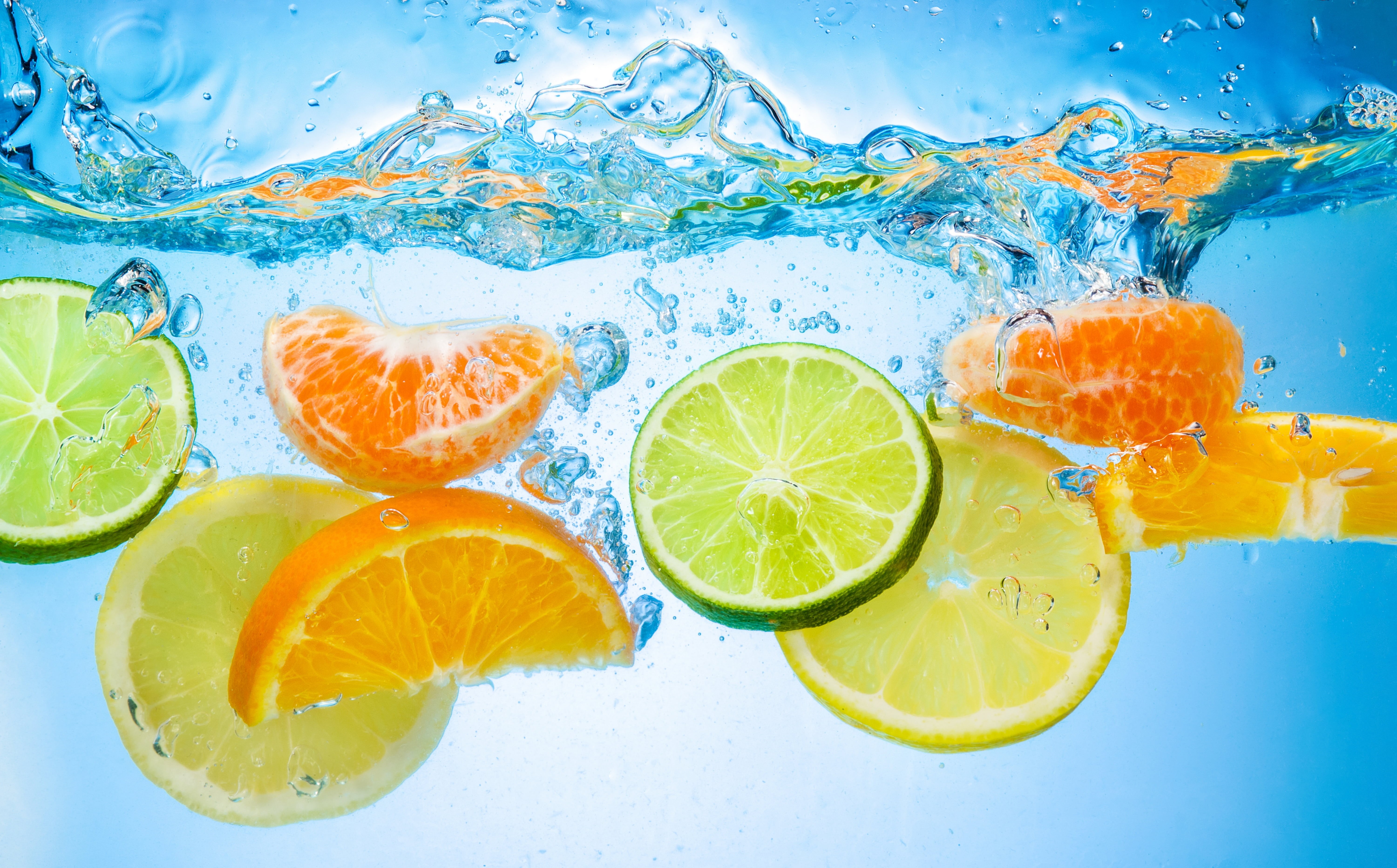 ripe, slice, motion, organic, citrus, orange, close-up, vitamin, slices, fruit, blue, healthy Eating, blue background, lemon, nature, orange - Fruit, wet, HD Wallpaper