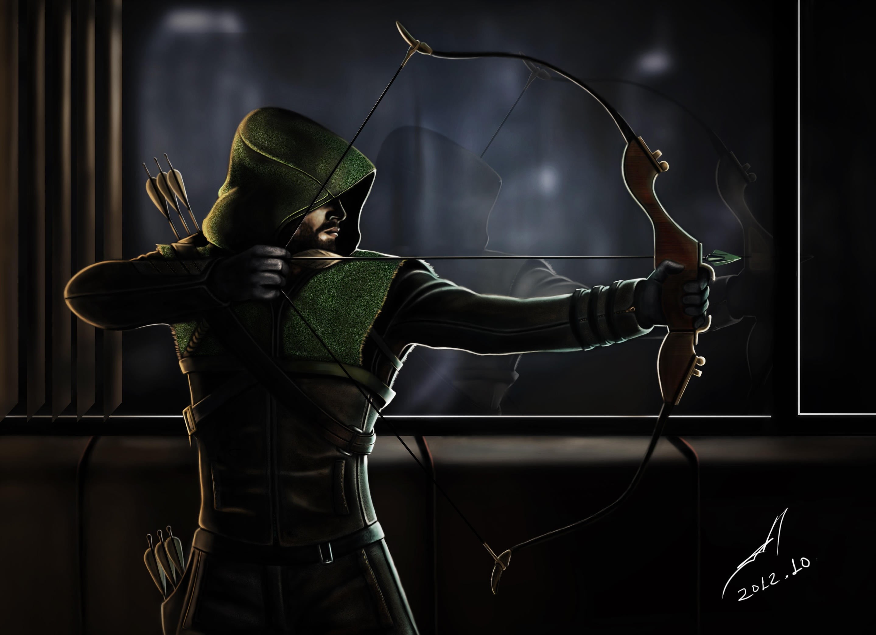 Stephen Amell, 2K, Emerald Archer, Arrow, Art, Green Arrow, HD Wallpaper