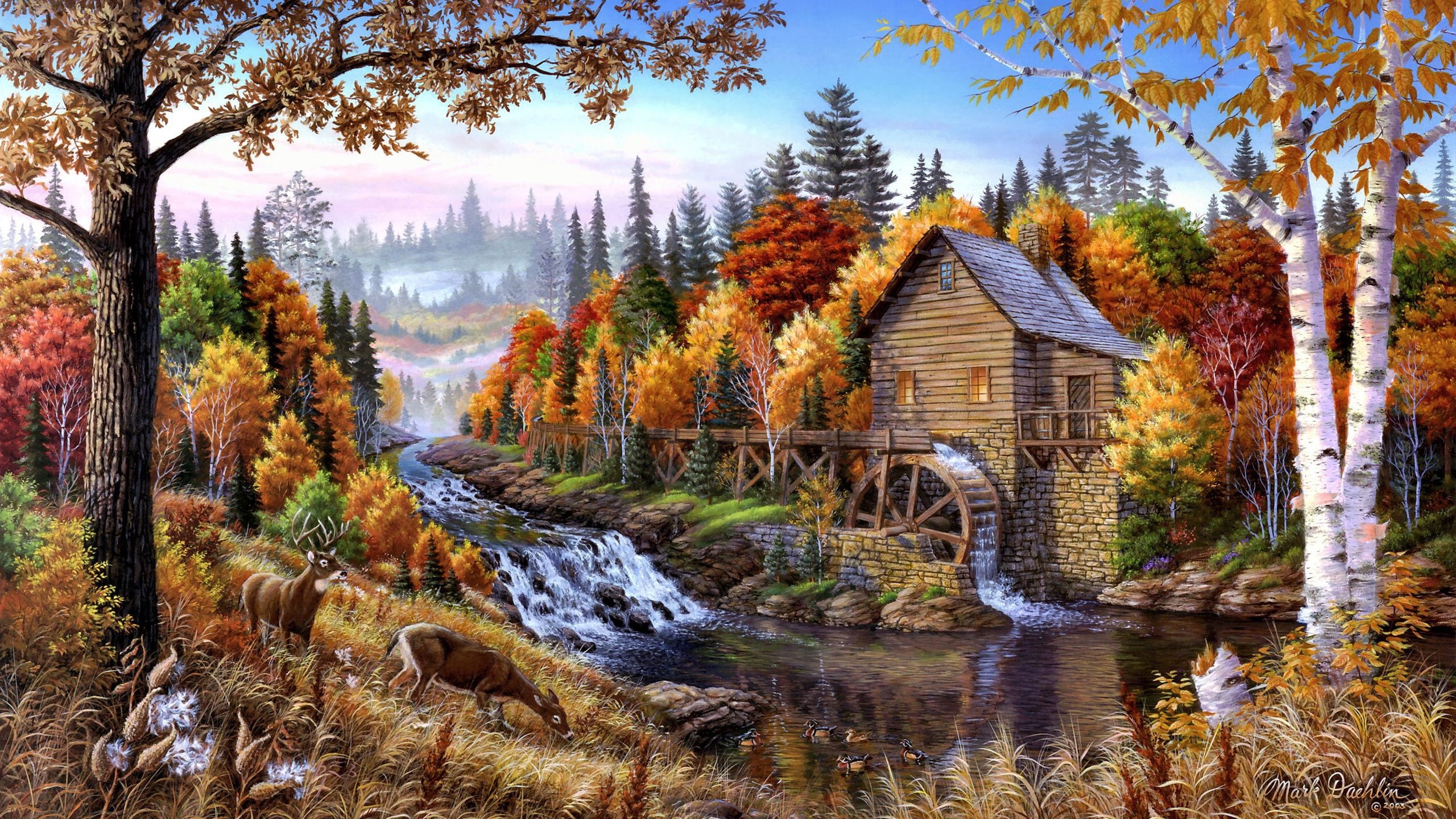 Home, Painting, Forest, Oil, 2K, HD Wallpaper