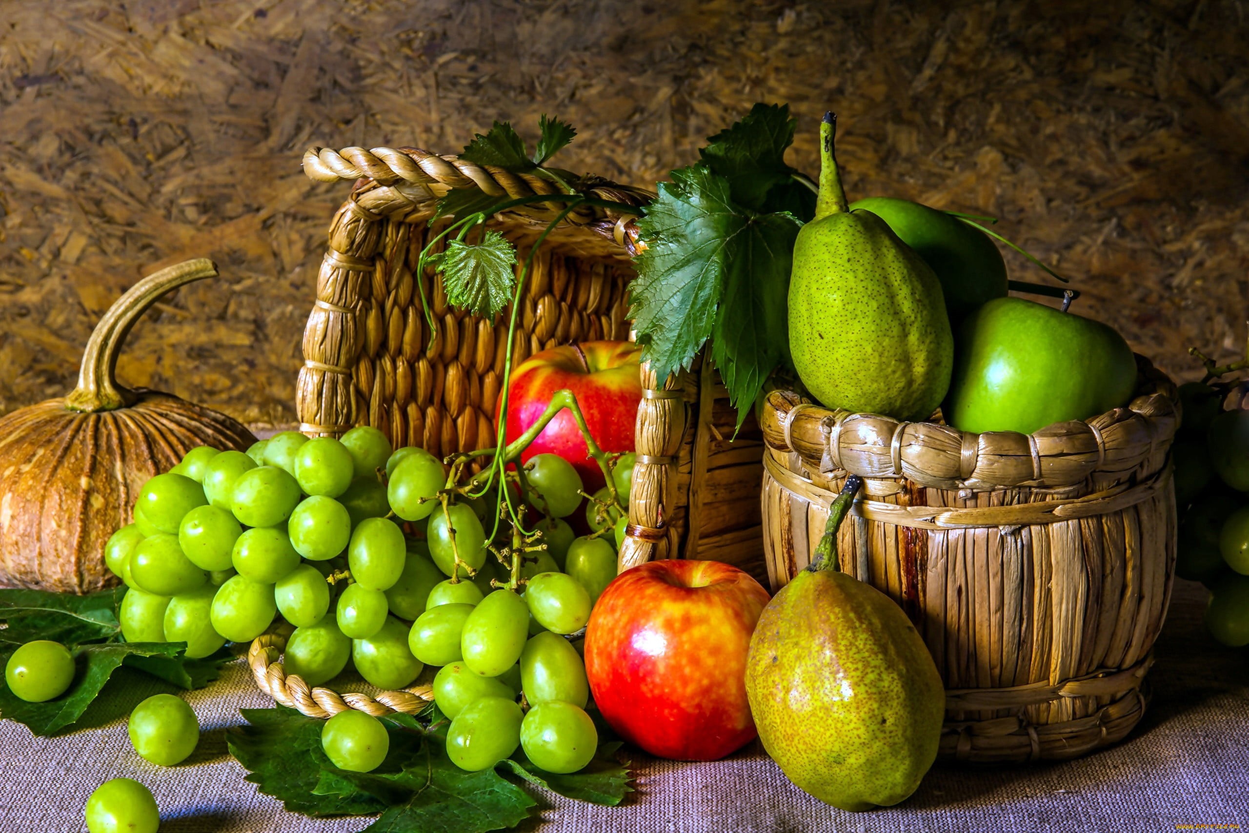 still life, grapes, 2K, food, fruit, apples, HD Wallpaper