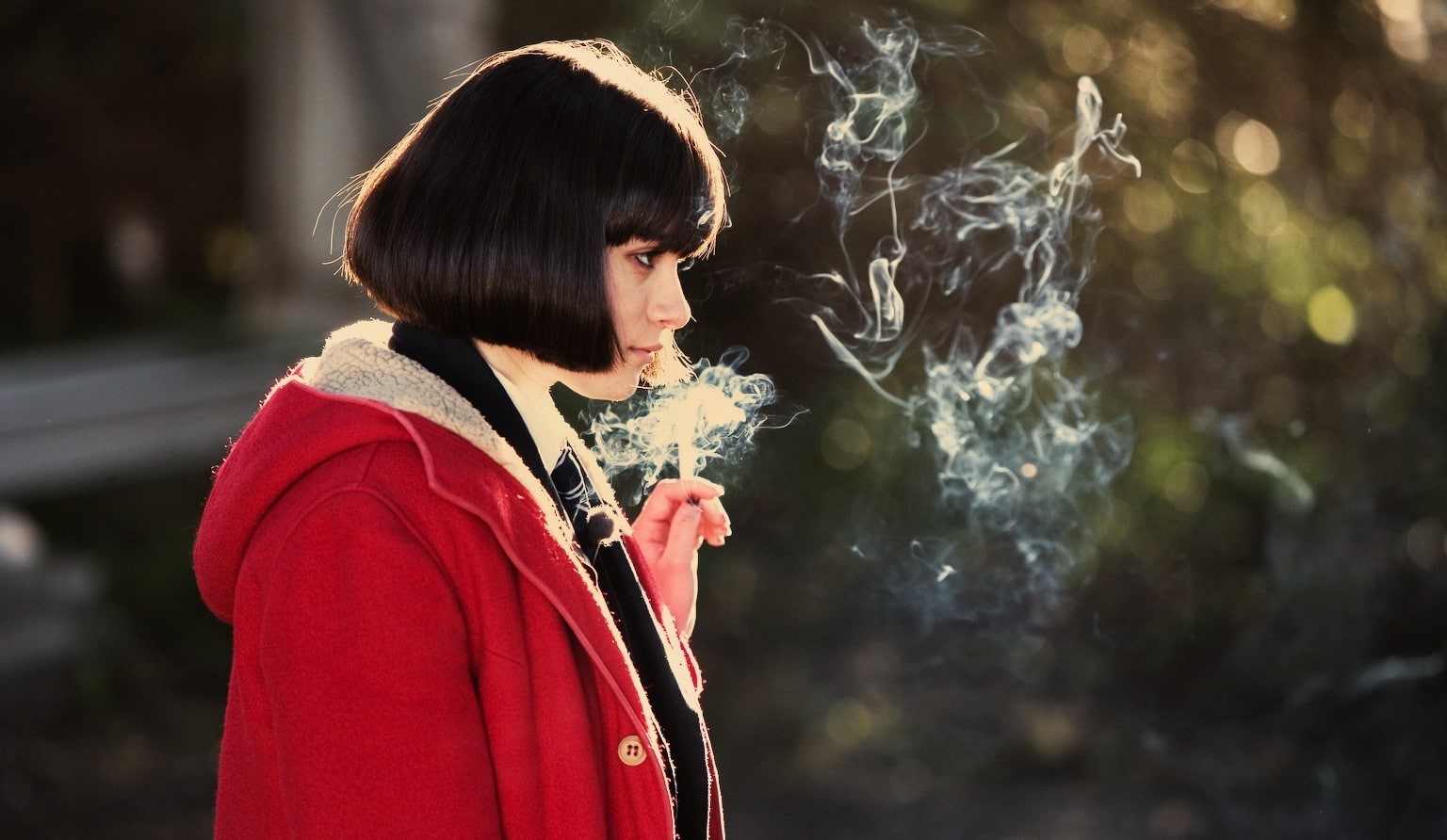 clothing, red, warm clothing, hood - clothing, depression - sadness, contemplation, young women, one person, young adult, jordana bevan yasmin paige women submarine movie cigars smoking, HD Wallpaper