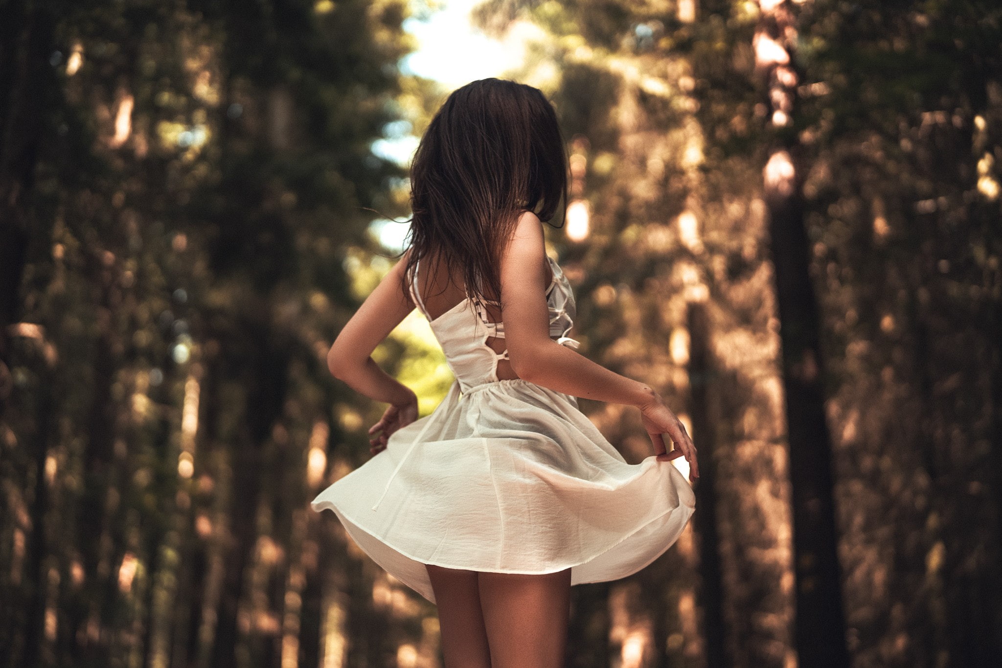 clothing, fashion, three quarter length, Sara Tessitore, women, tanned, nature, leisure activity, one person, casual clothing, white dress, hairstyle, land, HD Wallpaper