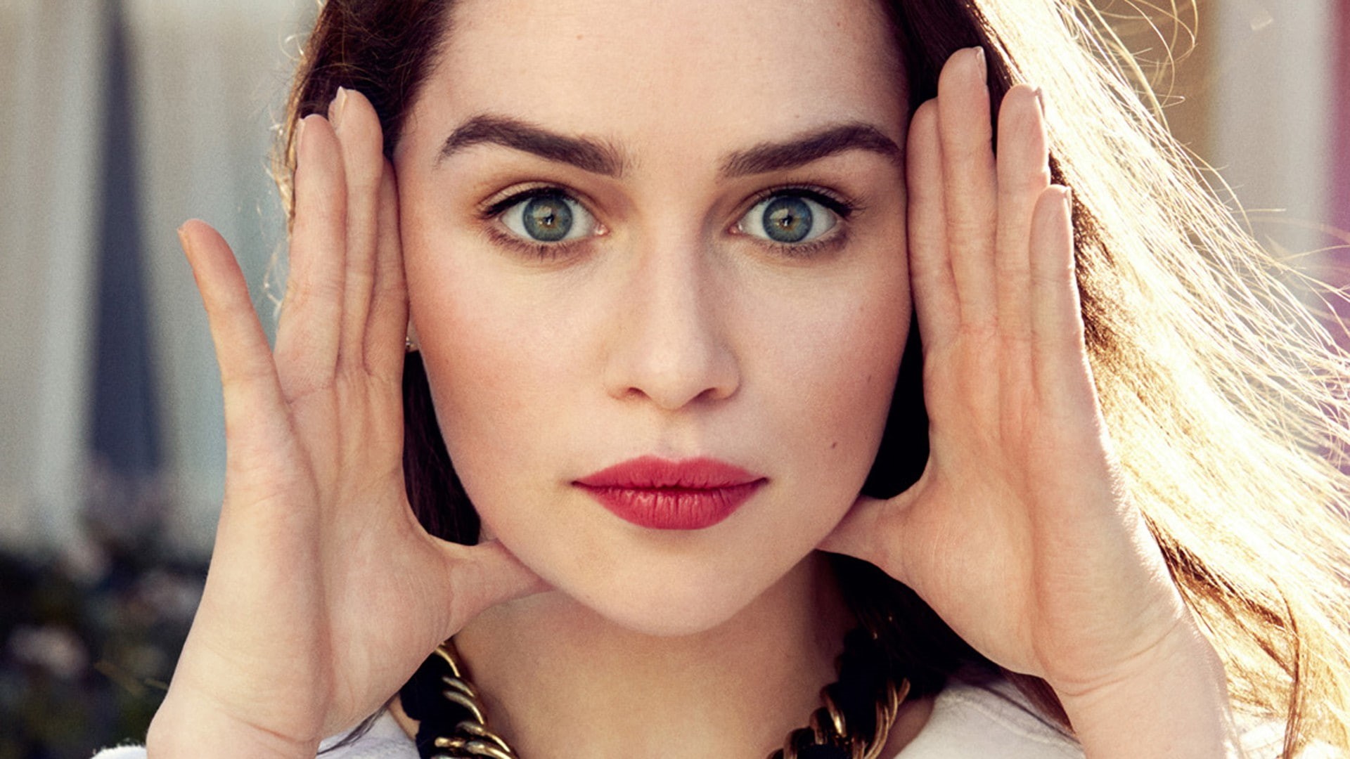 headshot, one person, human body part, women, real people, model, beauty, close-up, looking at camera, body part, 1080P, human face, Emilia Clarke, make-up, HD Wallpaper
