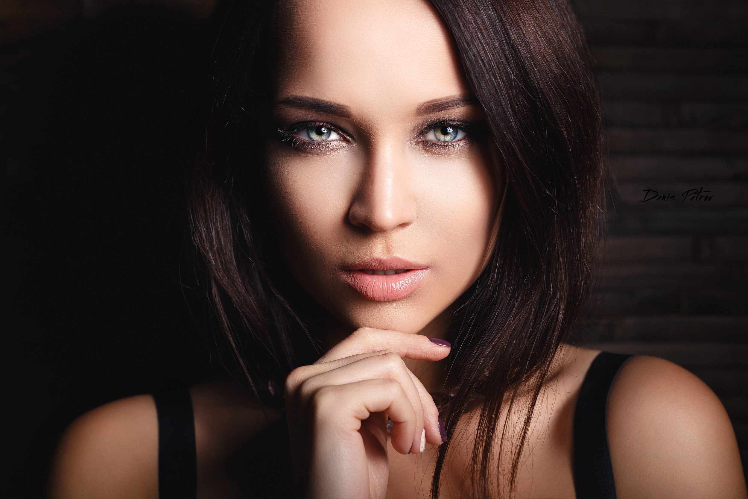 fashion, hairstyle, beauty, model, beautiful woman, young women, women, body part, brown hair, headshot, contemplation, hair, Denis Petrov, face, human hair, HD Wallpaper