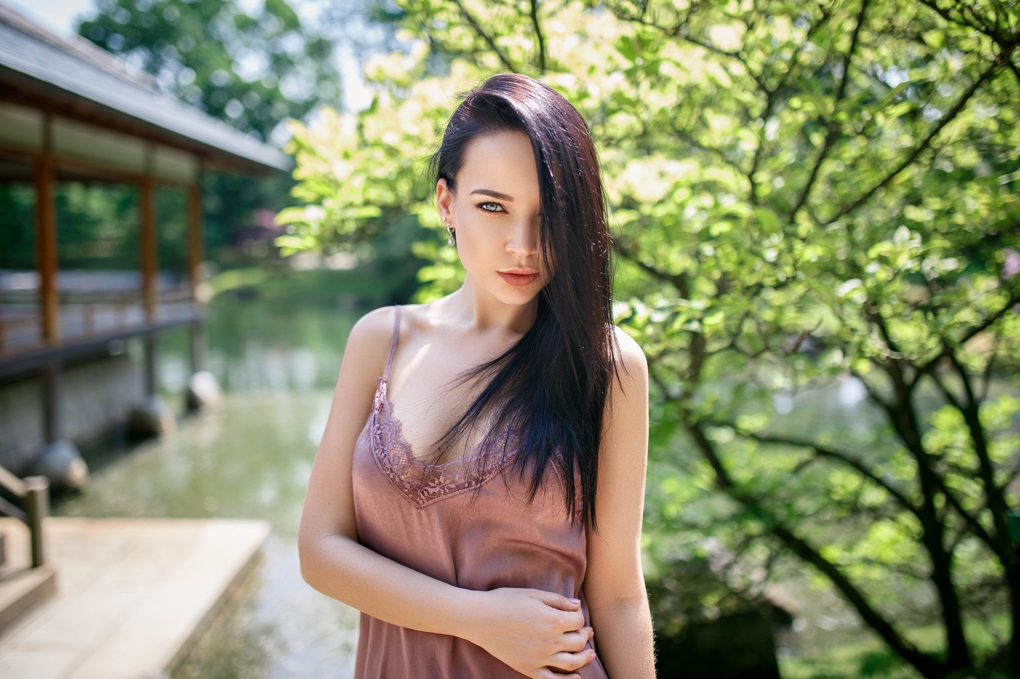 model, women outdoors, day, lifestyles, real people, looking at camera, beautiful woman, depth of field, women, 1080P, long hair, beauty, one person, waist up, HD Wallpaper