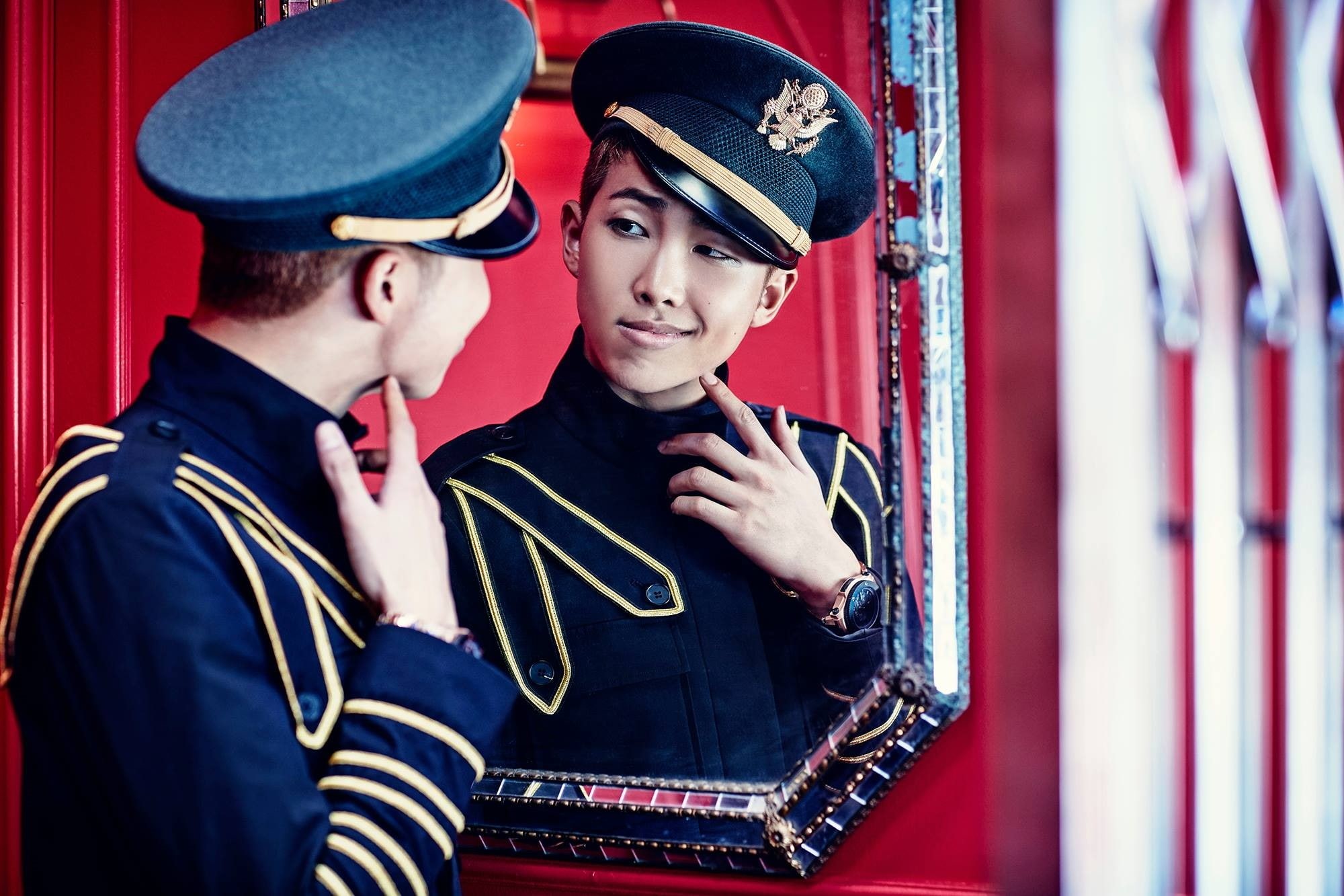 portrait, young men, uniform, people, smiling, headshot, BTS, males, hat, two people, men, young adult, young women, cap, 1080P, clothing, government, HD Wallpaper