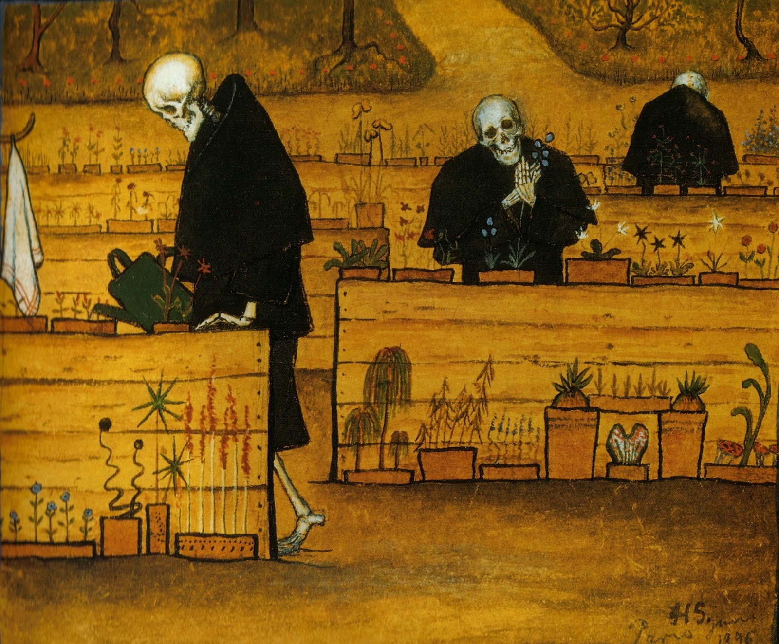 Hugo Simberg, skeleton, classic art, 720P, classical art, HD Wallpaper