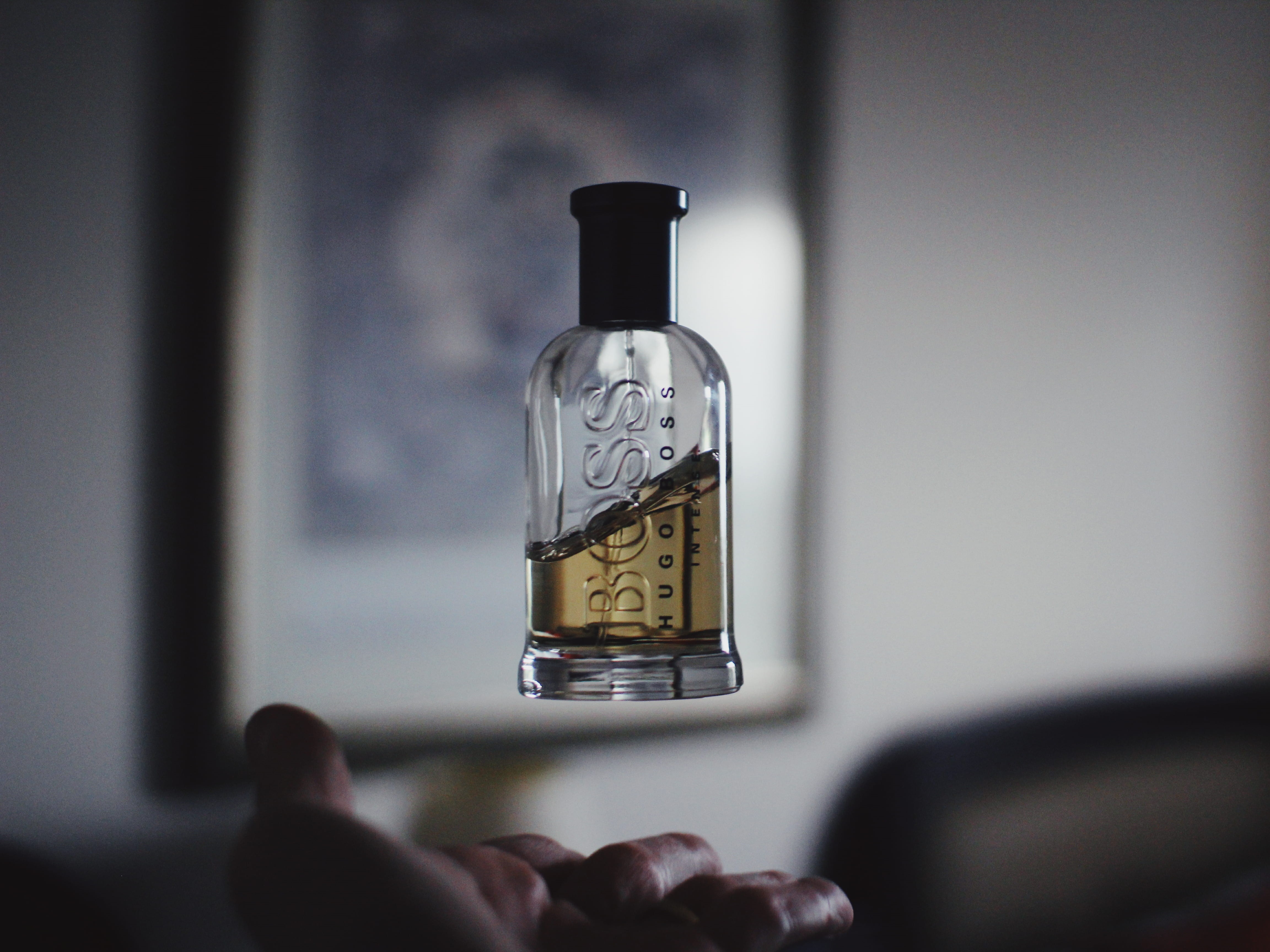 fragrance, person, bottle, wine bottle, glass - material, boss, men, body part, perfume, alcohol, shallow, hugo, hugo boss, top, s, real people, indoors, HD Wallpaper