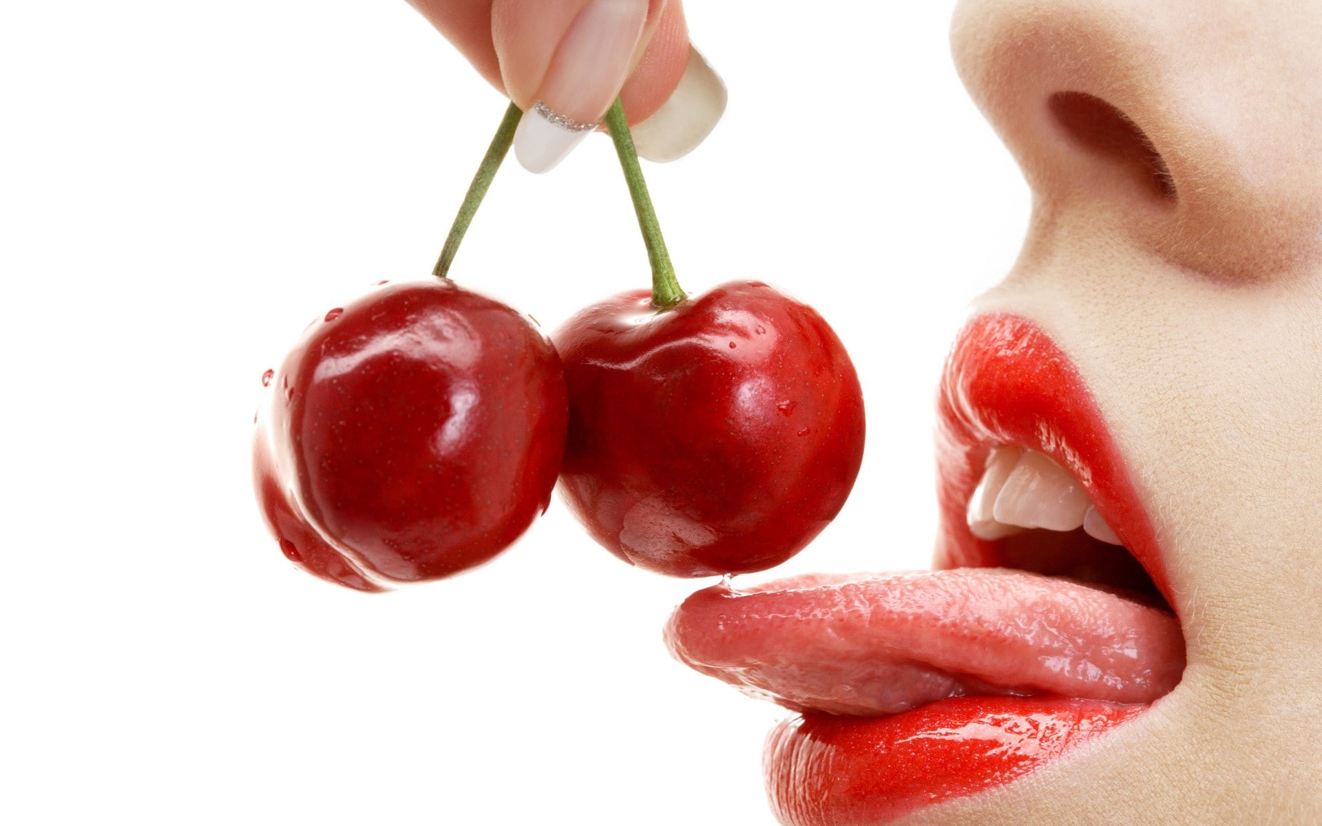 close-up, indoors, cut out, body part, food and drink, food, cherry, ripe, hand, wellbeing, eating, women, human hand, white background, mouths, human body part, HD Wallpaper