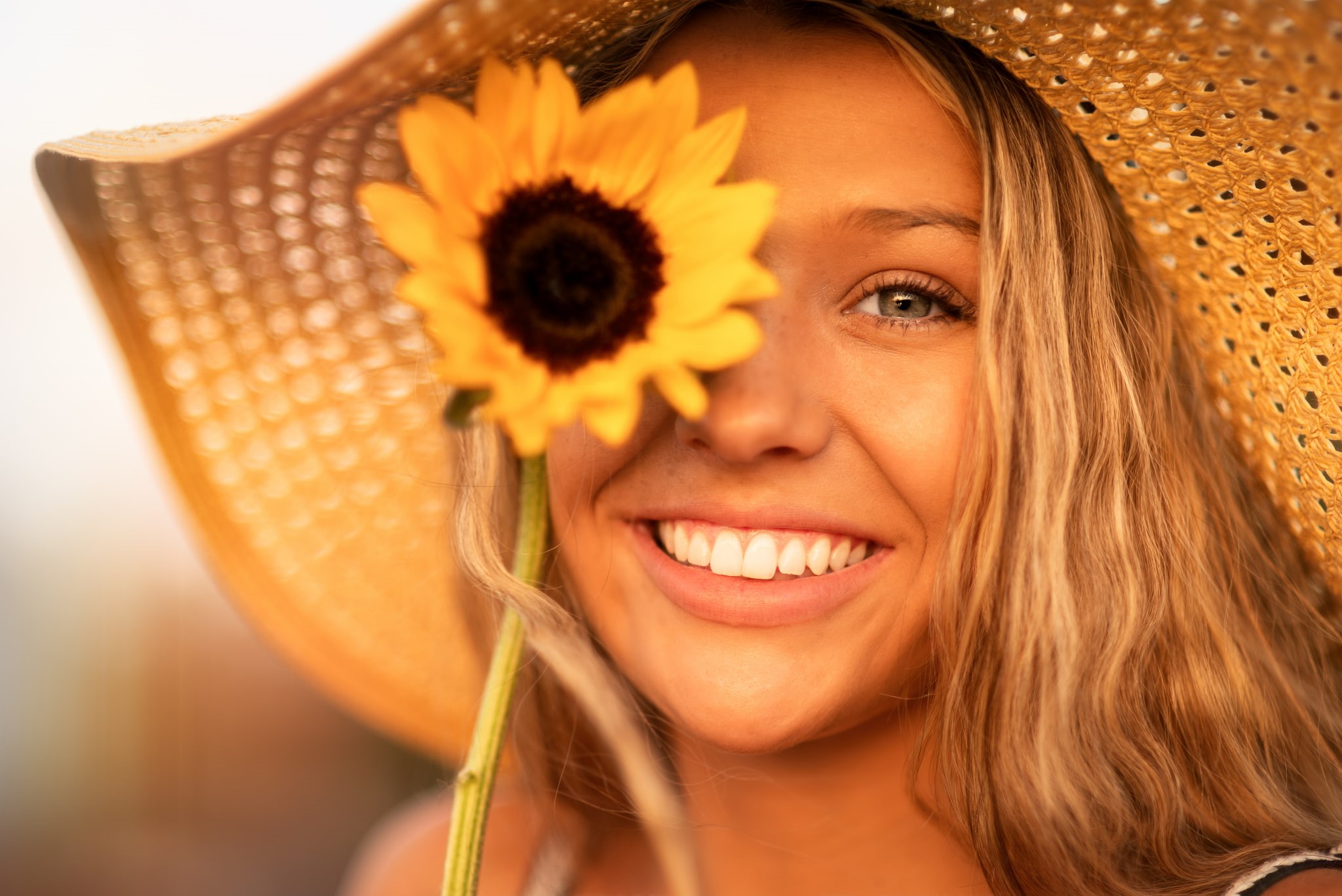 beautiful woman, beauty, women, flowers, emotion, adult, young women, looking at camera, human face, Christopher Rankin, toothy smile, teeth, positive emotion, HD Wallpaper