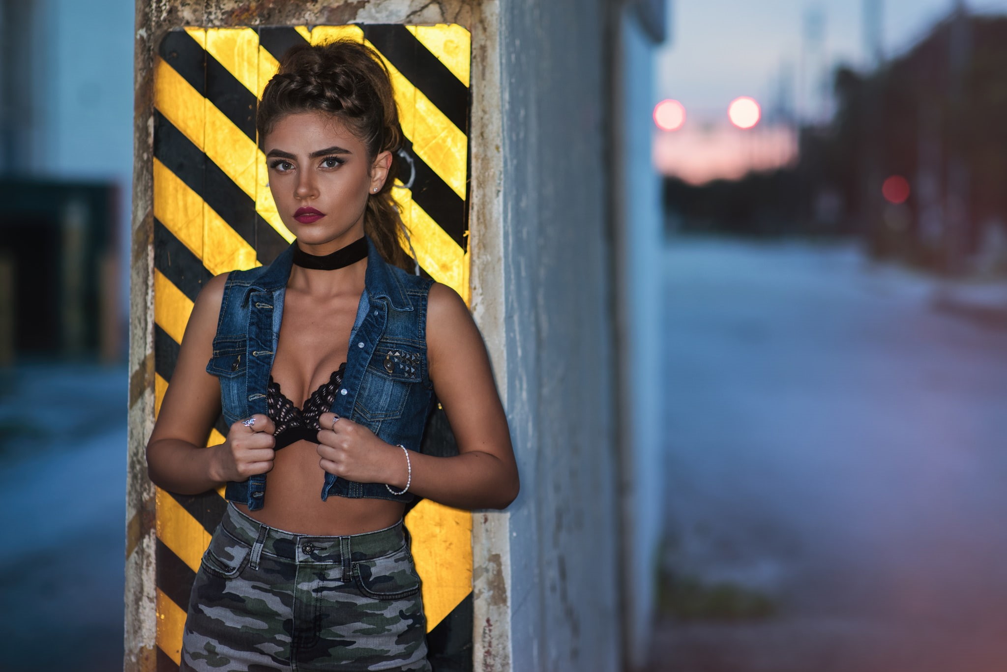 standing, women, hairstyle, three quarter length, jeans jacket, looking at camera, young adult, denim, leisure activity, Jade Ashton, real people, portrait, HD Wallpaper