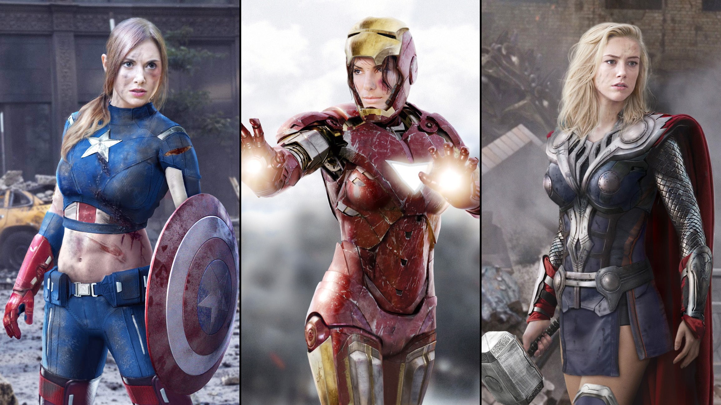 beautiful, beauty, women, thor, actress, avengers, 1080P, Amber Heard, captain america, movies, groups, models, girls, Sandra Bullock, marvel super heroes, HD Wallpaper
