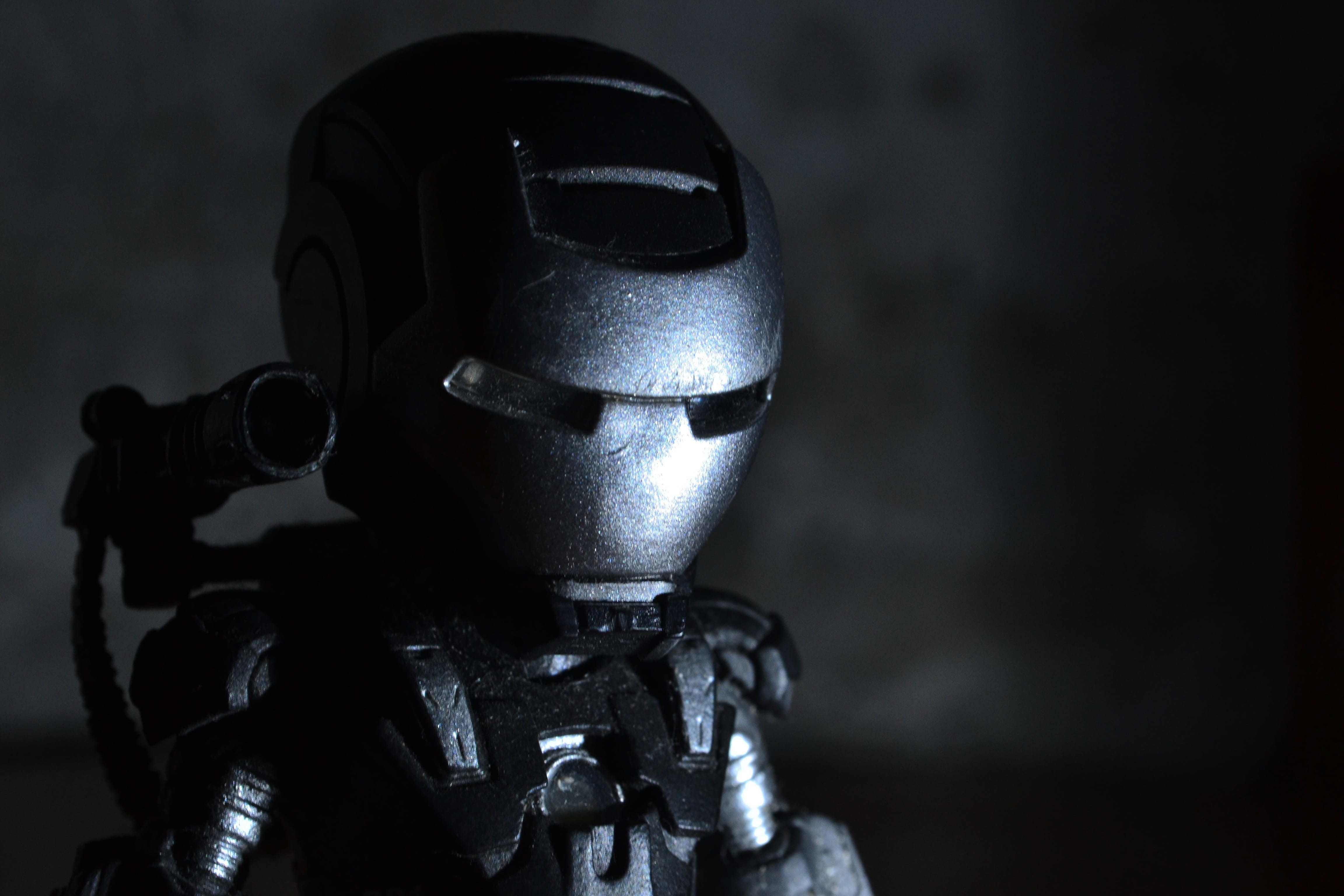 rifle, standing, iron man, man, army, weapon, focus on foreground, robotic, toy Soldier, black suit, super, iron, strategy, body Armor, special, metal, HD Wallpaper