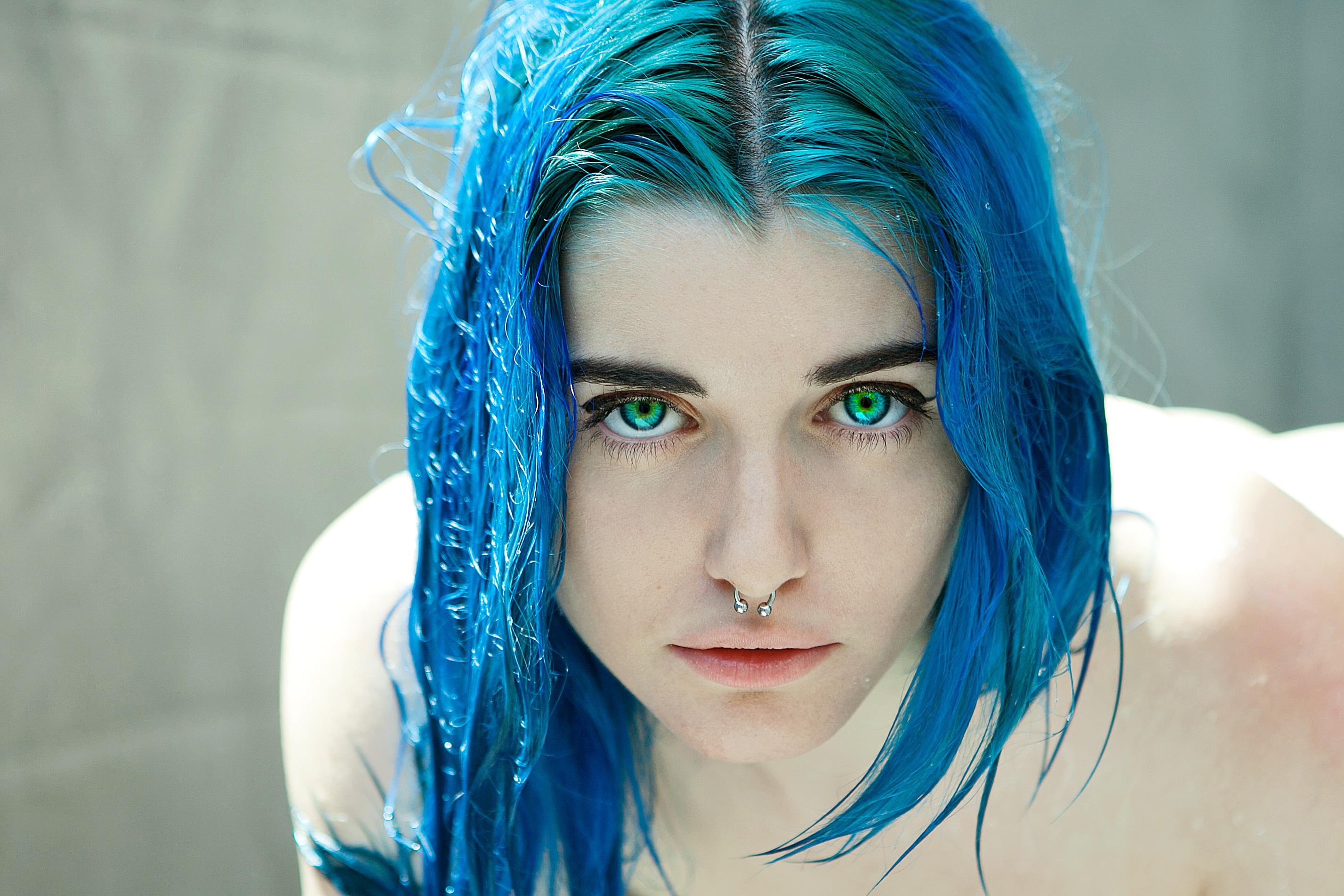 eyes, fashion, lifestyles, front view, hairstyle, beautiful woman, women, dyed hair, jewelry, nose rings, young adult, close-up, beauty, s, Yuxi Suicide, HD Wallpaper