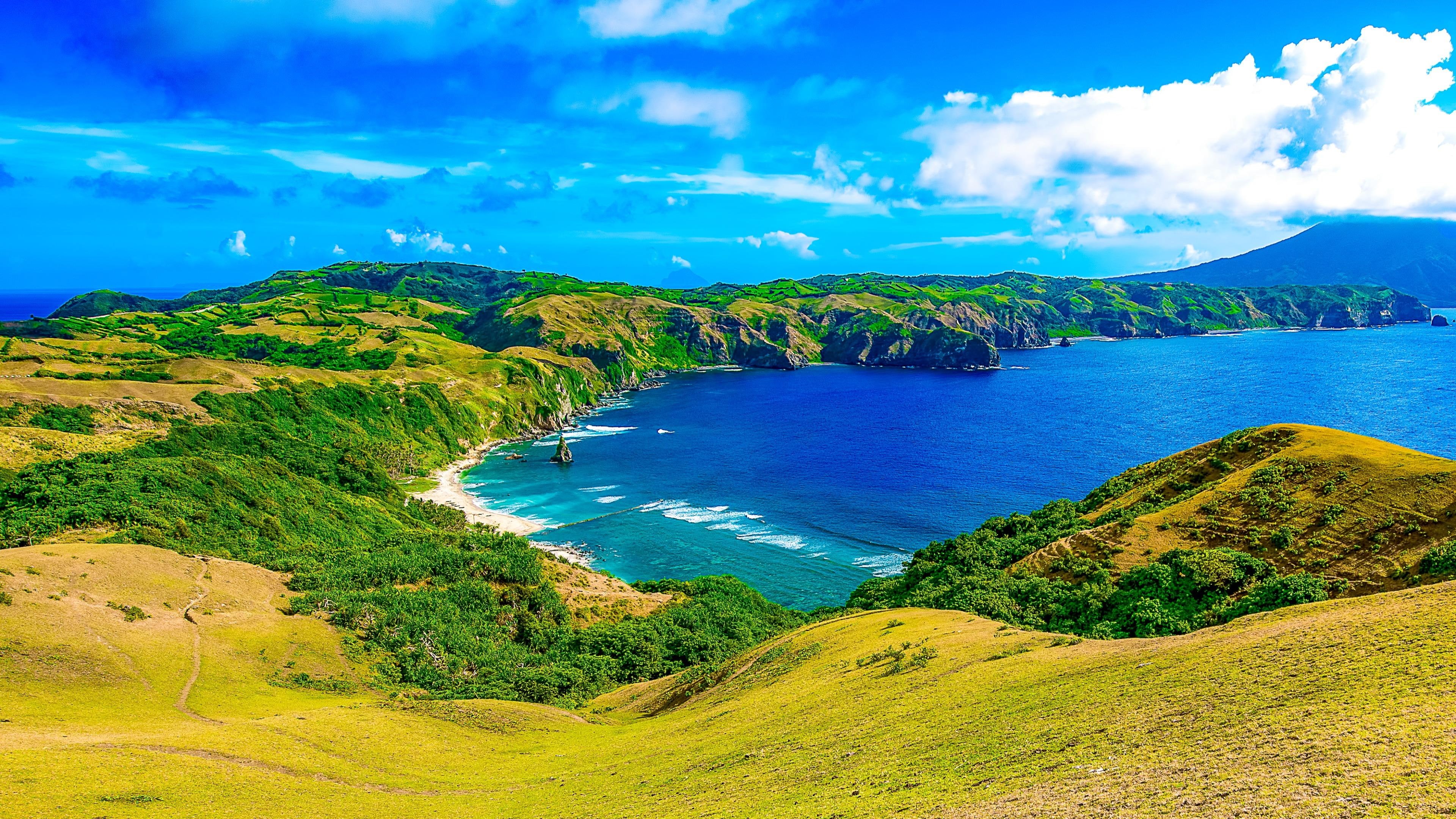 landscape, mountain, basco, 4K, basco batanes, top view, vacation, nature, sky, photography, travel, relax, sea, hills, philippines, batanes, asia, landscape photography, HD Wallpaper