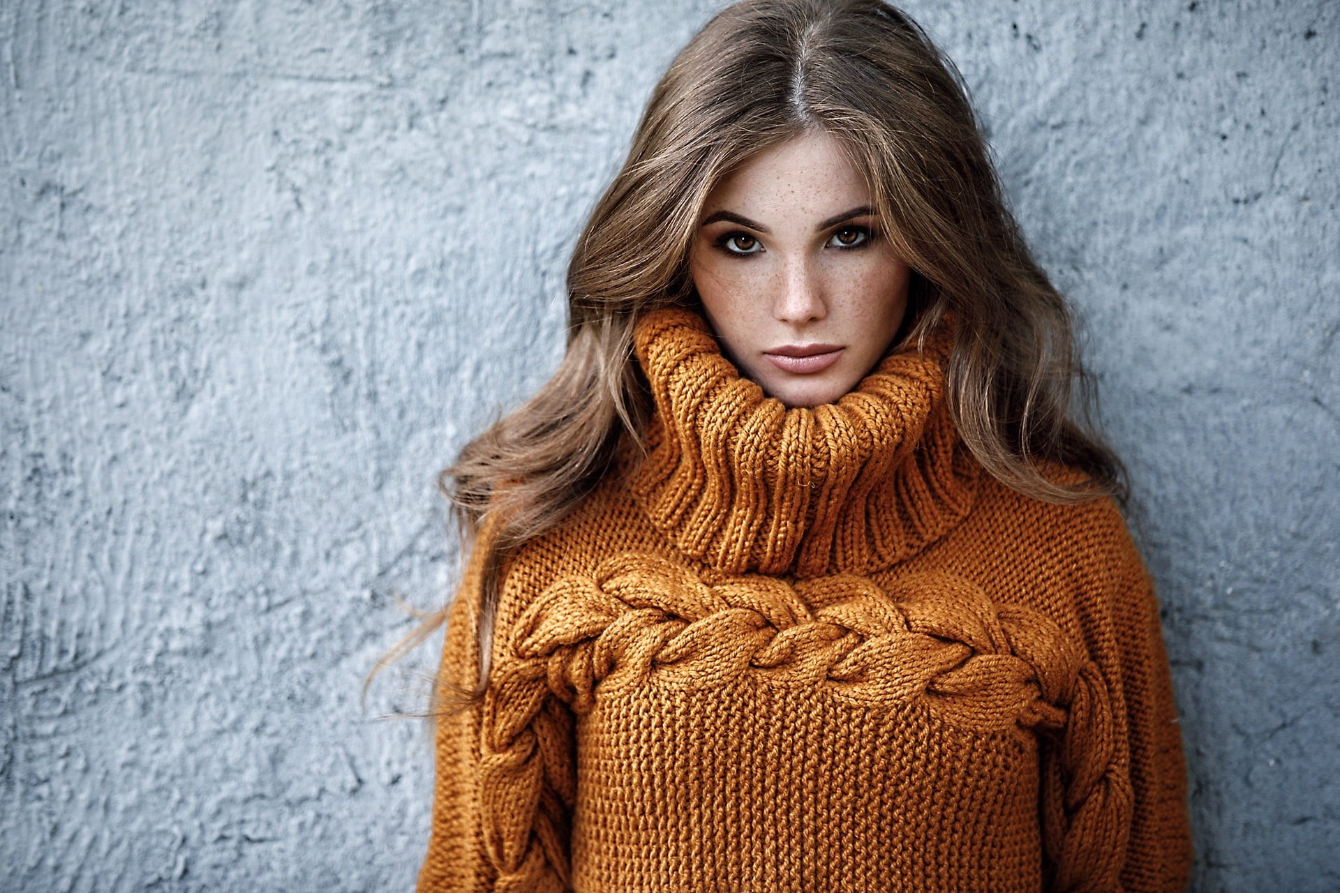Girl, sweater, Alexey Starski, hairstyle, look, Anya Fedotova, 1080P, HD Wallpaper