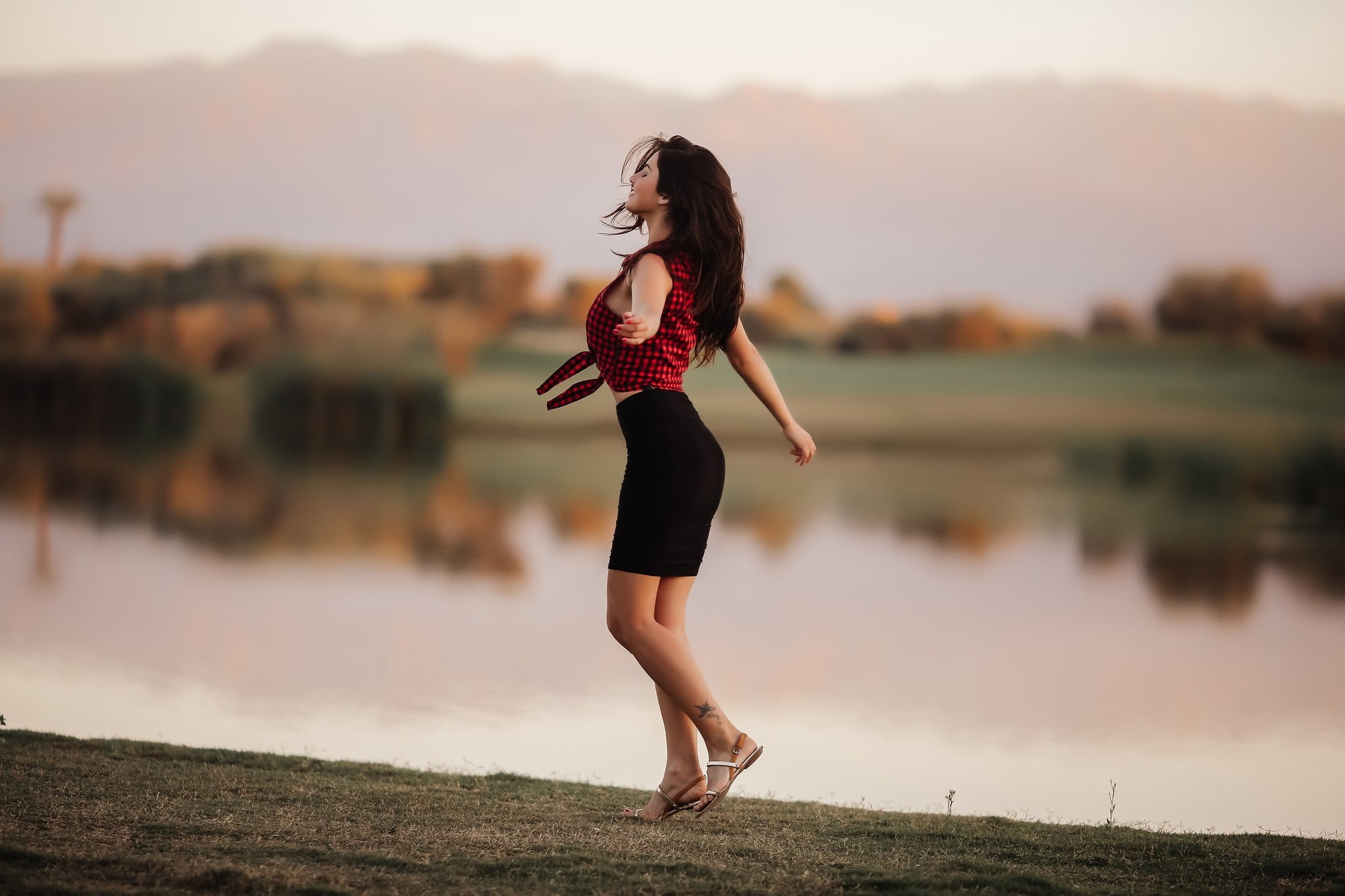 human arm, 1080P, young women, outdoors, standing, David Olkarny, hairstyle, leisure activity, real people, model, skirt, water, full length, beautiful woman, HD Wallpaper