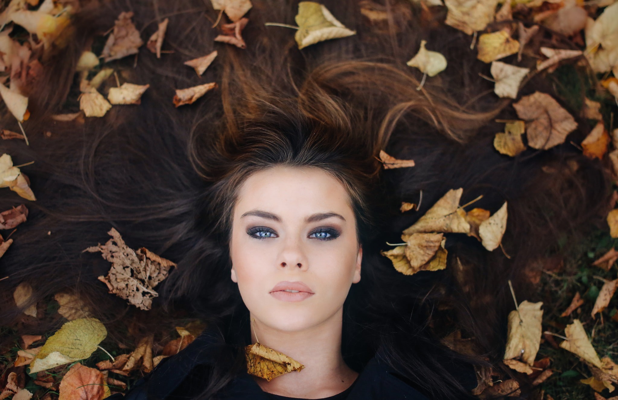 portrait, leaves, 1080P, face, David Olkarny, Tiziana Di Garbo, women, HD Wallpaper