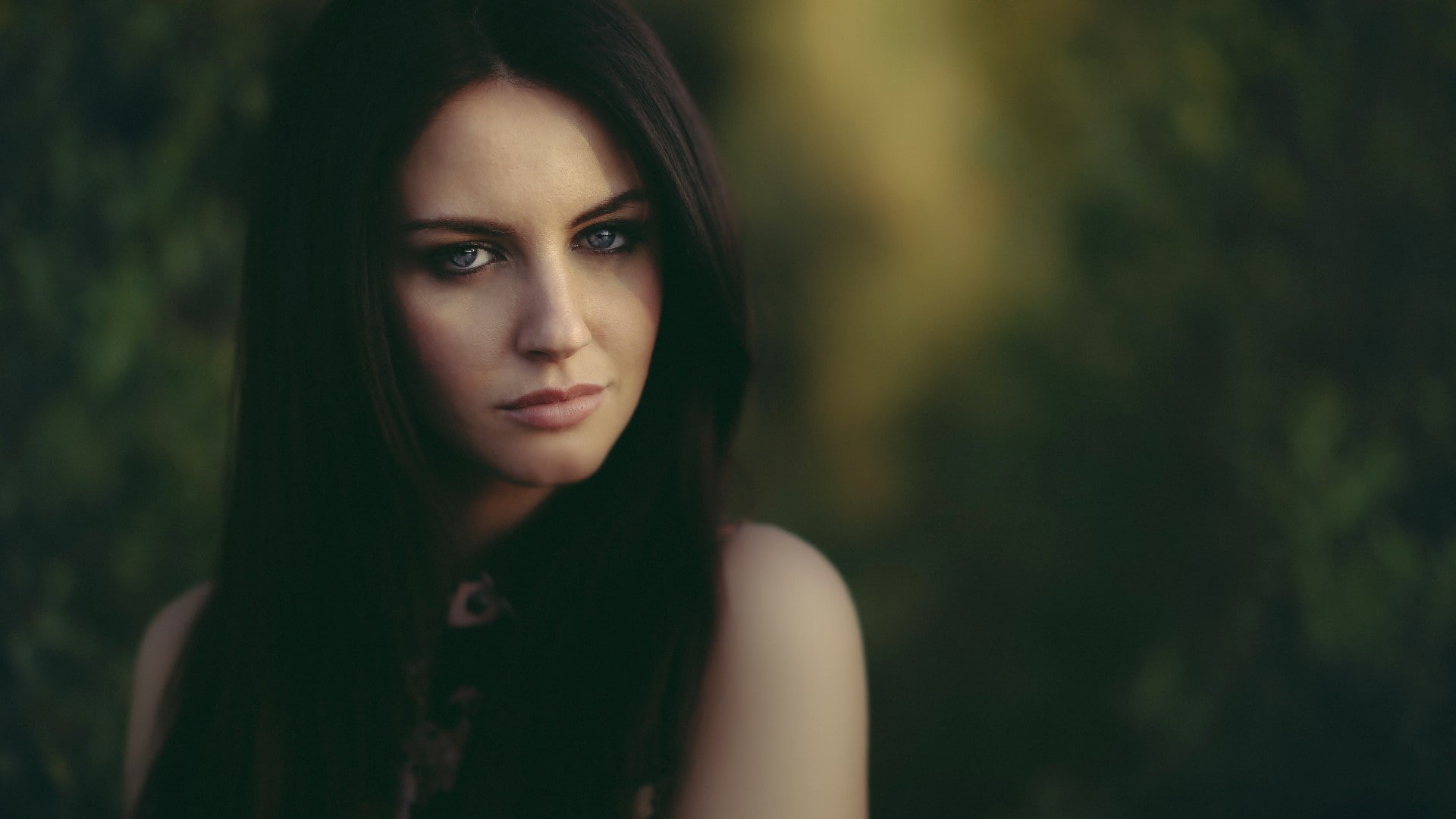 David Olkarny, face, brunette, blue eyes, Aurela Skandaj, model, women, 1080P, HD Wallpaper