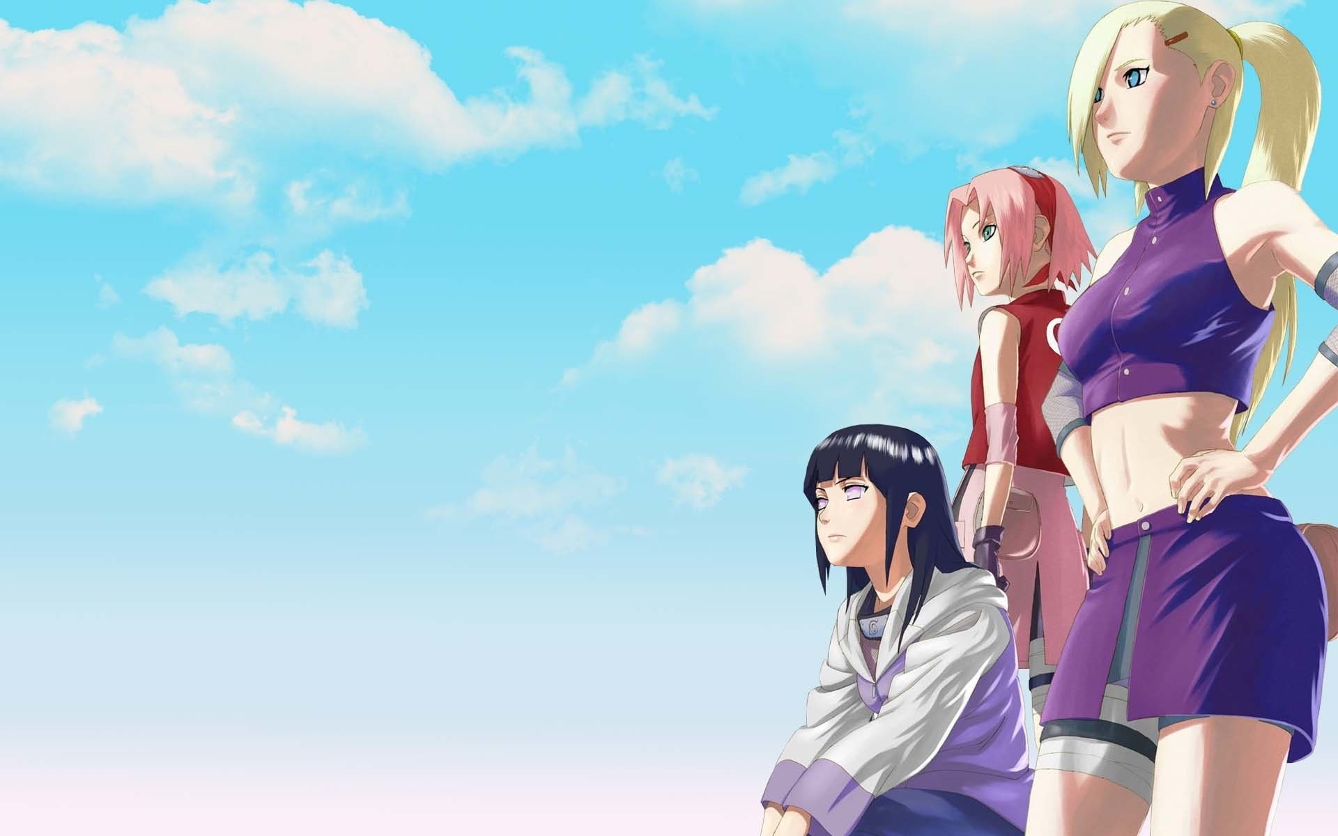blond Hair, laughing, Sakura Haruno, joy, leisure Activity, blue, Ino Yamanaka, three People, vacations, day, 1080P, beach, sea, color Image, people, young Women, HD Wallpaper