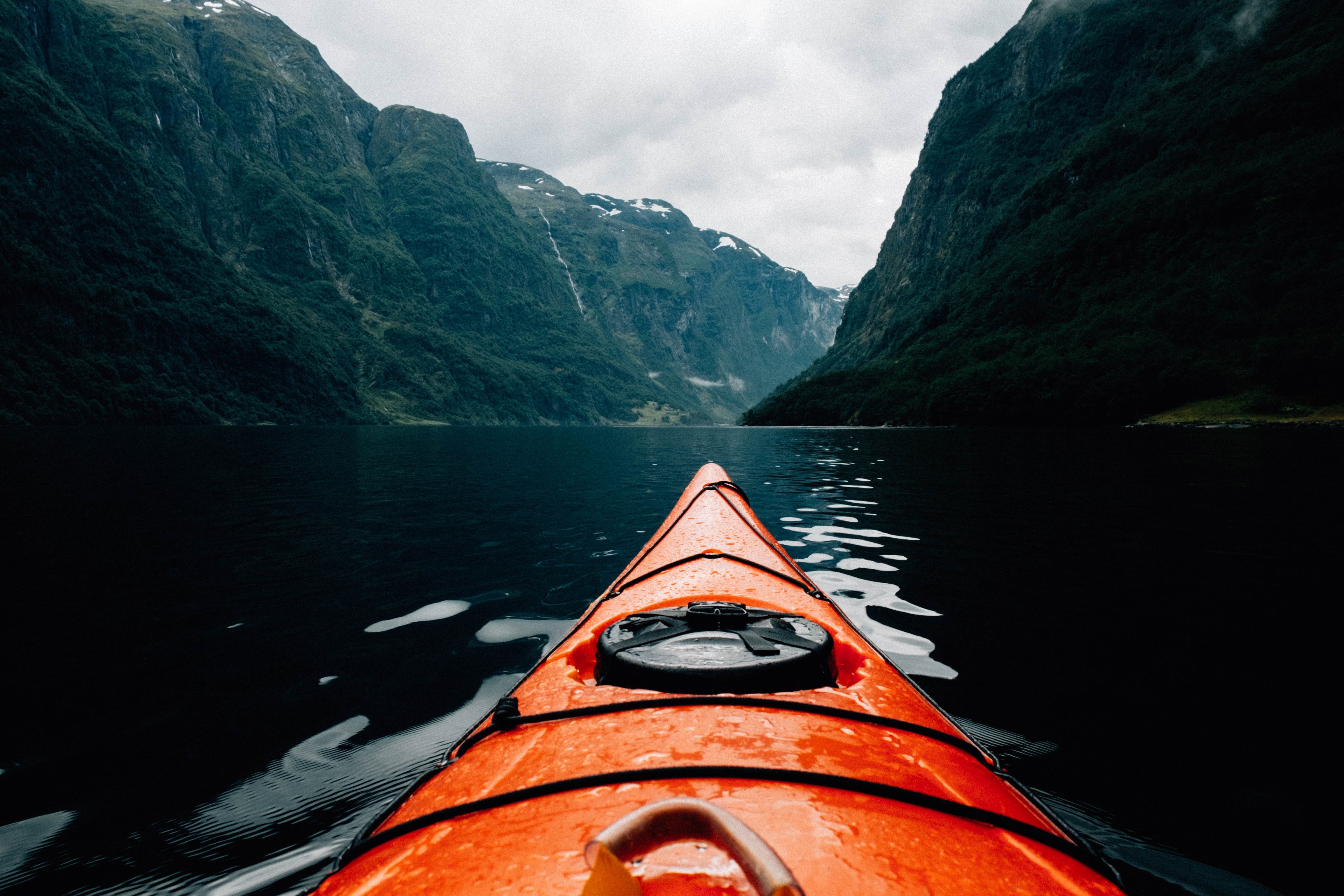 mountain Range, mountains, non-urban scene, journey, mode of transportation, people Traveling, tourism, leisure Activity, kayaking, cloud - sky, nature, HD Wallpaper