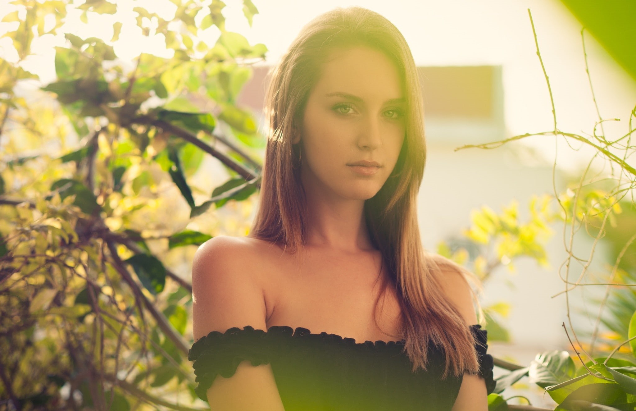real people, front view, young adult, plant part, bare shoulders, one person, young women, 500px, plant, photography, hair, leaf, lifestyles, women, model, HD Wallpaper