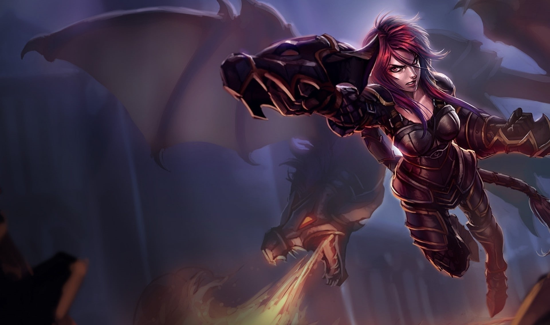 legends, 1080P, art, hd, x, piercings, ears, spikes, anime, artwork, redheads, games, hot, league, long, evelynn, League of Legends, HD Wallpaper