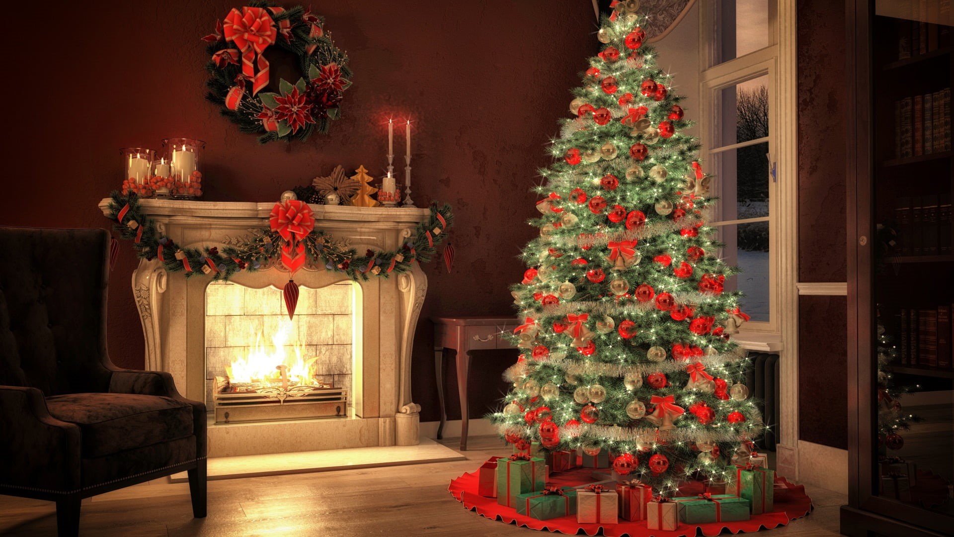 christmas decoration, tree, Christmas ornaments , celebration, holiday, Christmas, decoration, pine trees, indoors, green, ornate, red, plant, ornament, HD Wallpaper