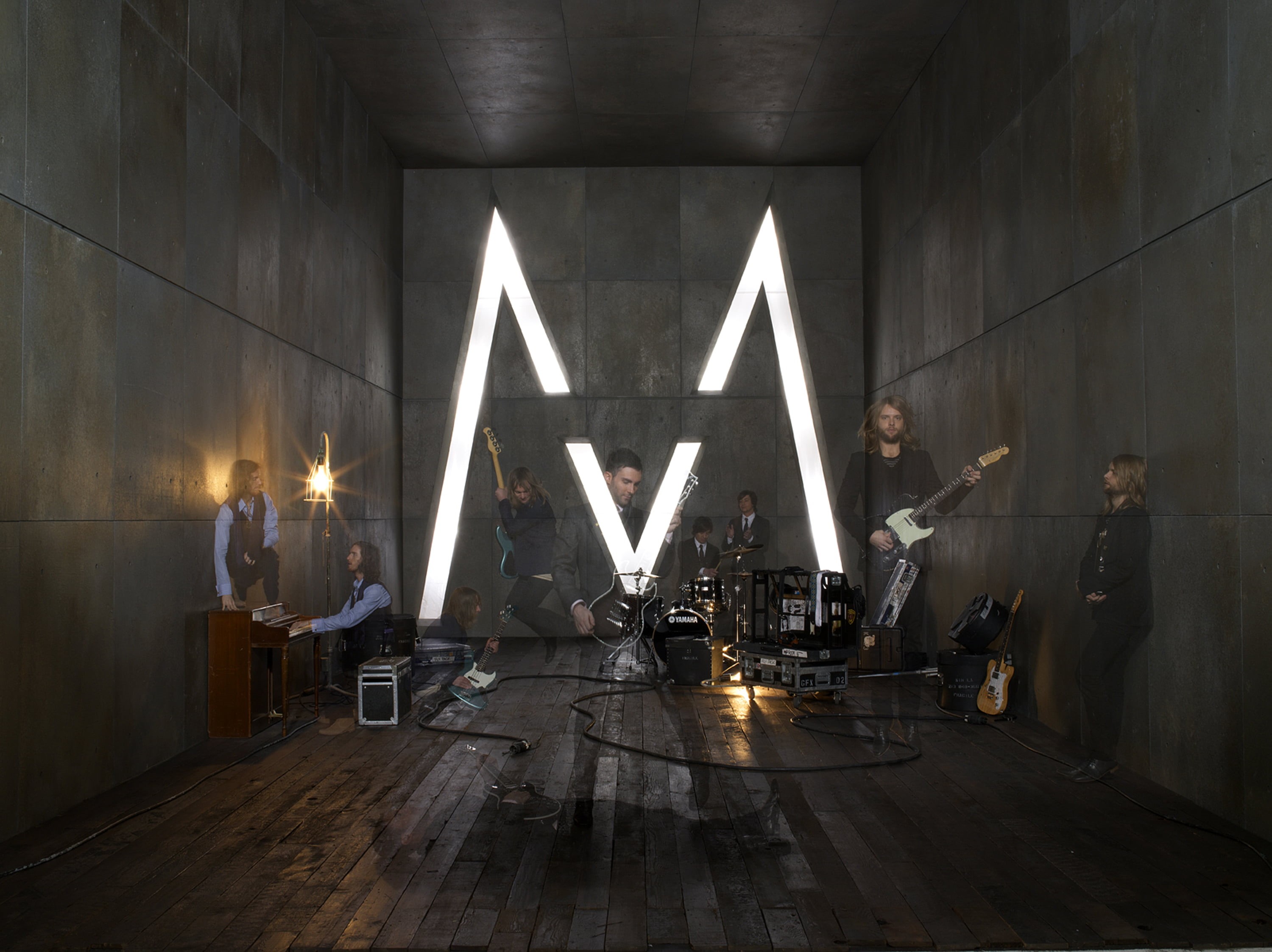 Levine, musical equipment, business, group of people, 2K, musical instrument, Adam, men, Mickey, rock music, James, group, Valentine, band, stage light, HD Wallpaper