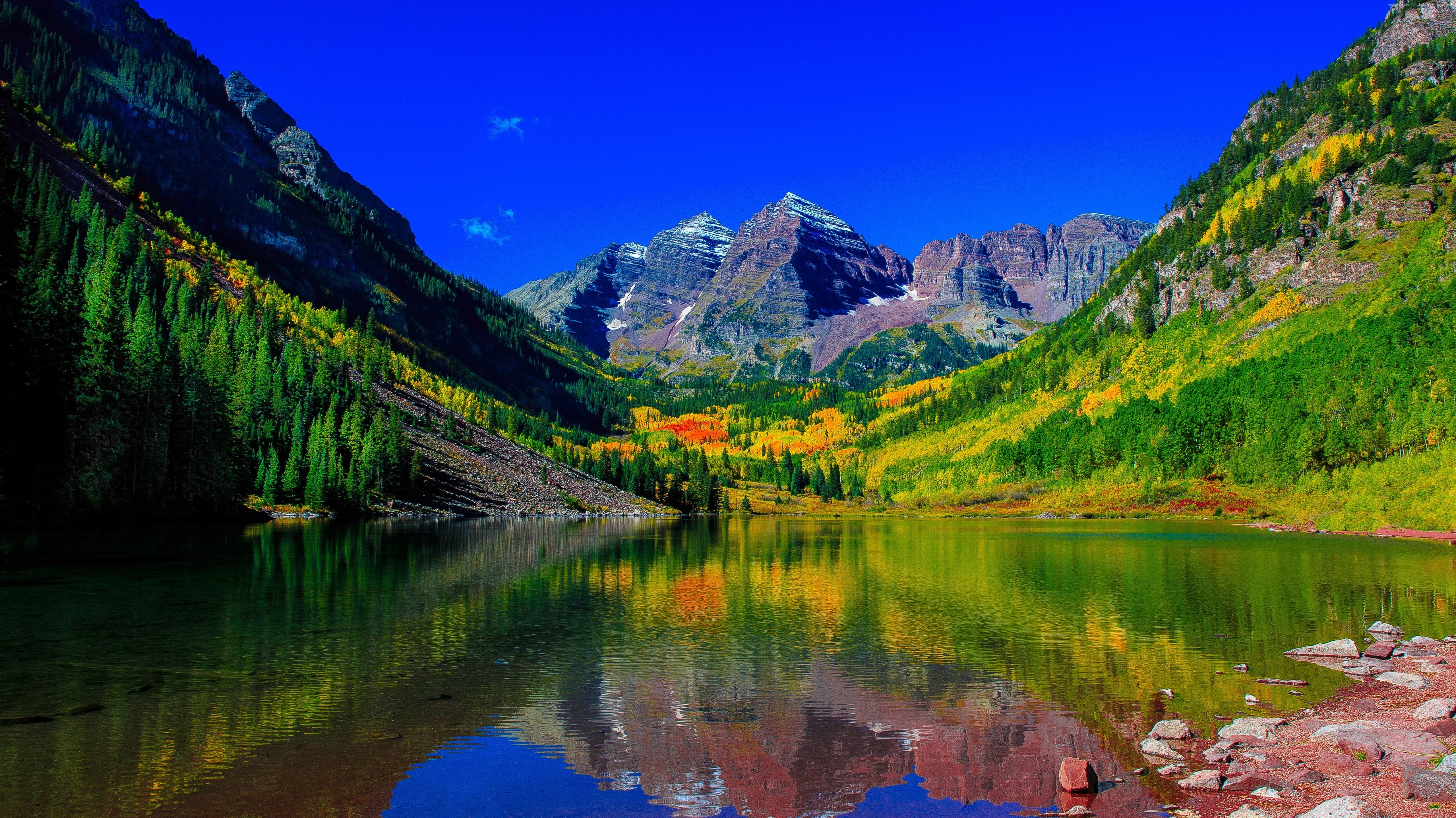 5k, colorado, mount, 5K, 4k, Maroon Bells, river, 8k, HD Wallpaper