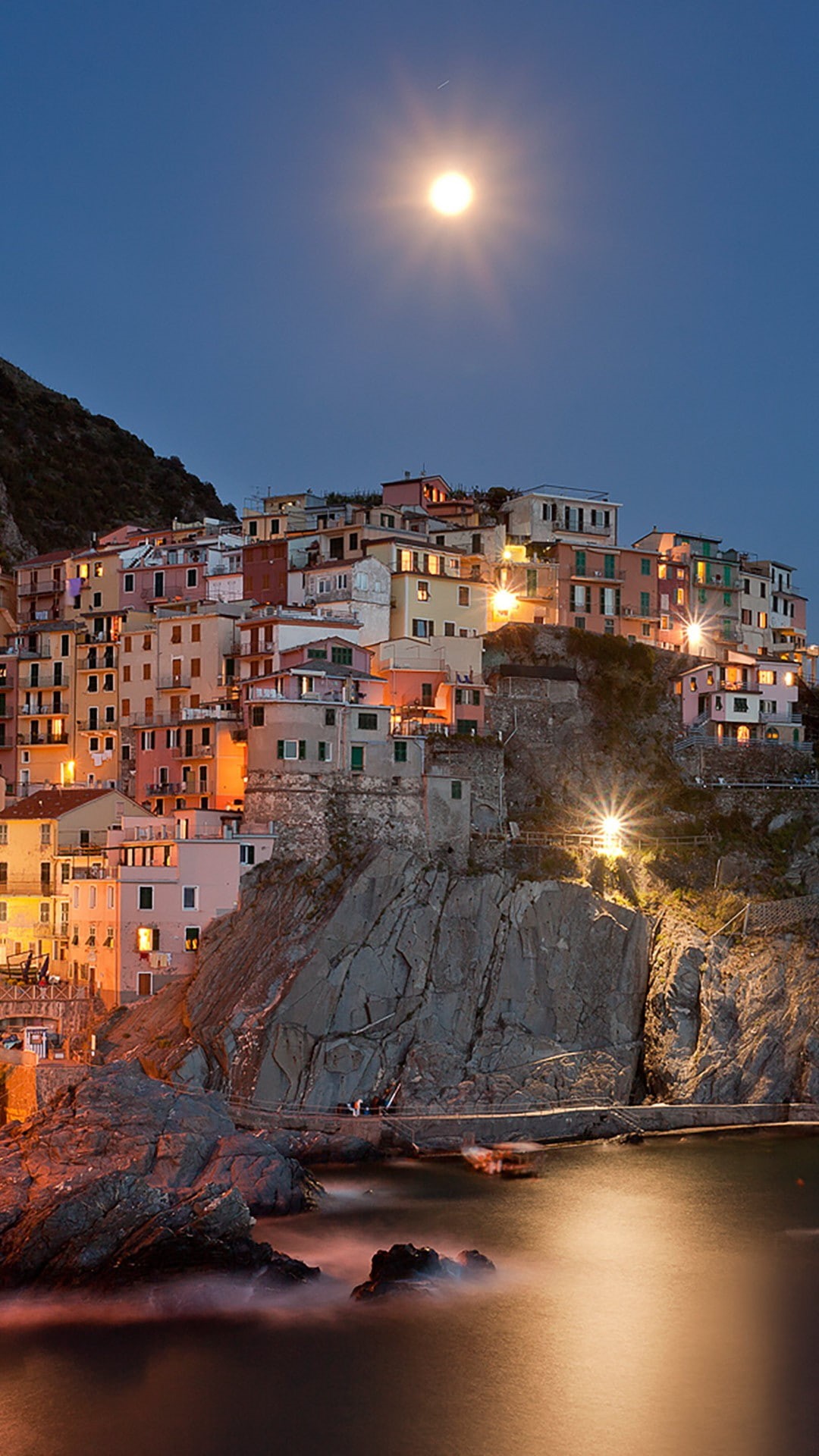 full moon, land, travel, sea, residential district, tourism, vacations, sky, travel destinations, no people, water, photography, outdoors, trip, 1080P, Phone HD Wallpaper
