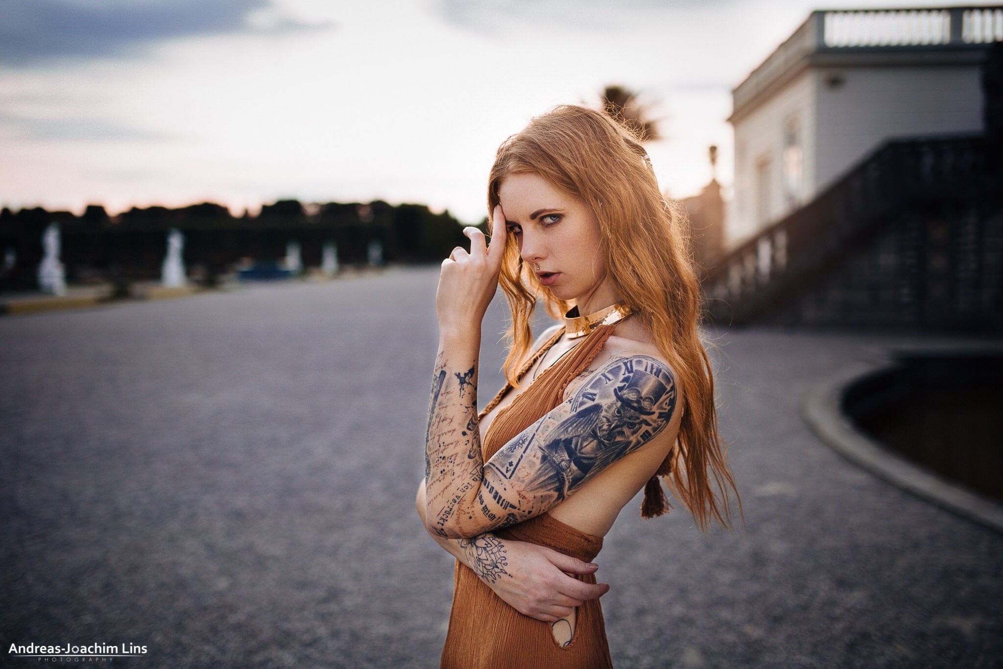 brown, portrait, young women, beauty, young adult, focus on foreground, blue eyes, fashion, looking at viewer, one person, top, sleeveless, women, outdoors, HD Wallpaper