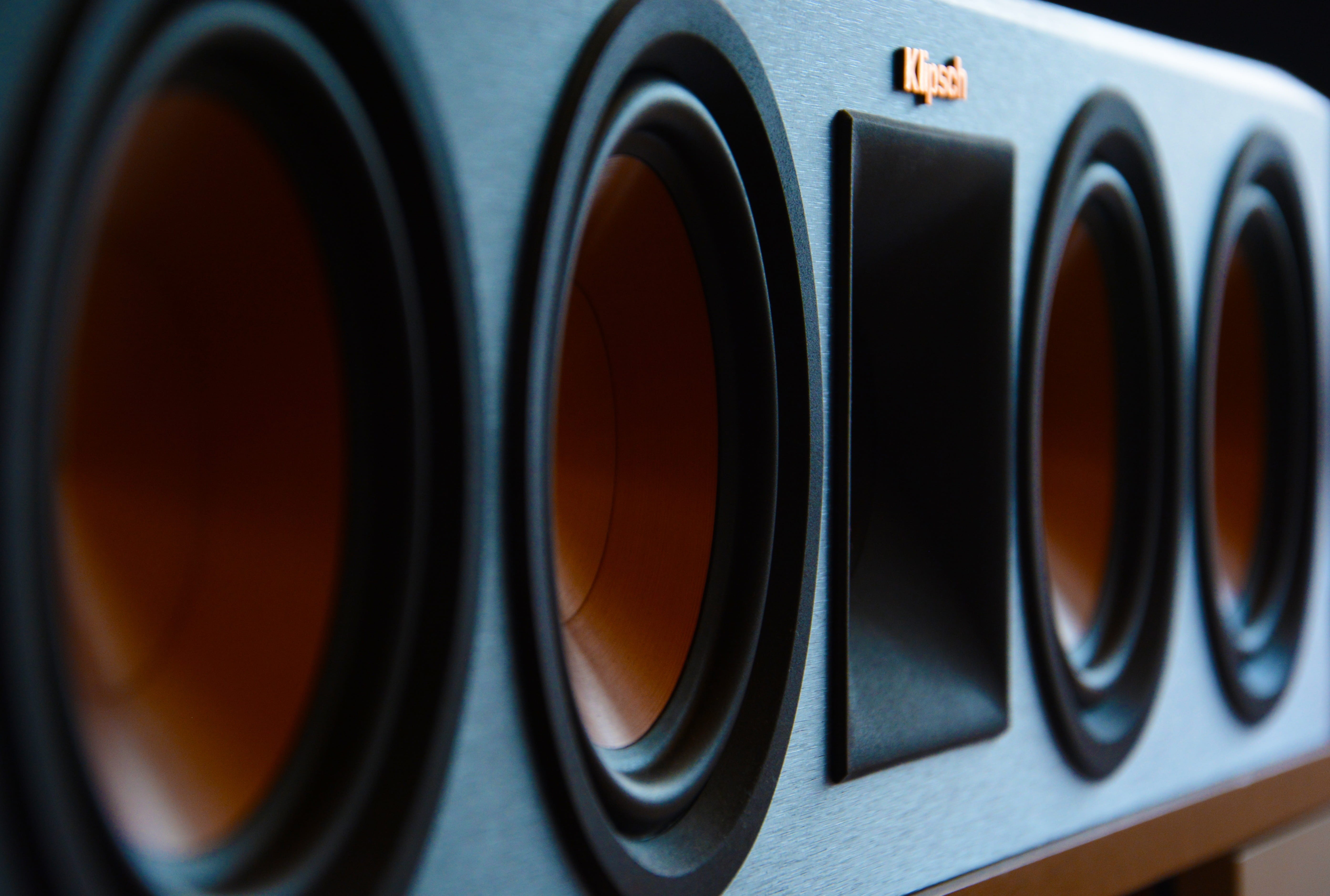 in a row, music, listen, volume, black background, speakers, extreme close-up, electronics industry, appliance, 5K, arts culture and entertainment, indoors, HD Wallpaper