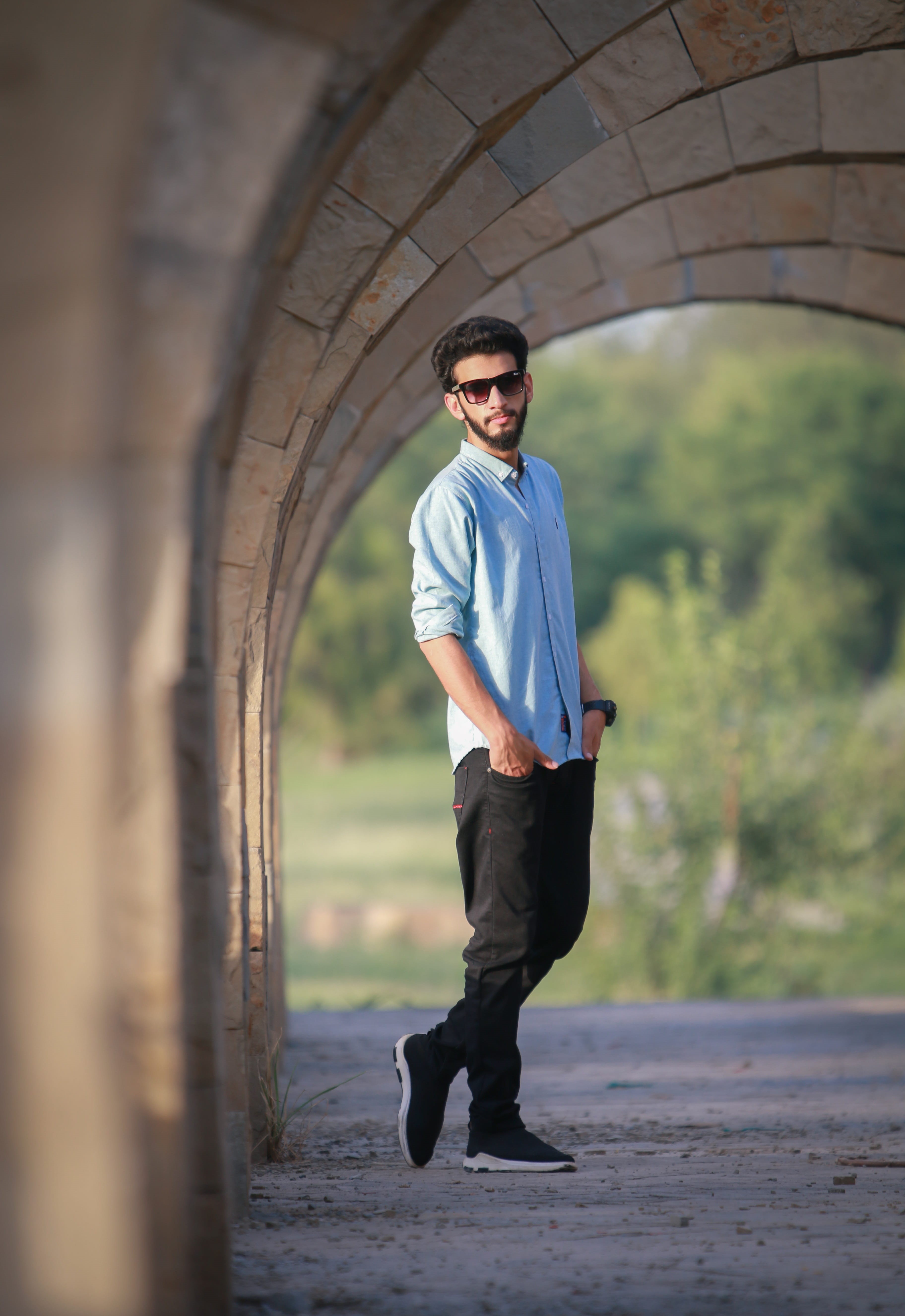 attractive, real people, boy, hair style, cap, looking at camera, male model, smiling, stylish, leisure activity, 5K, full length, shoes, architecture, Phone HD Wallpaper