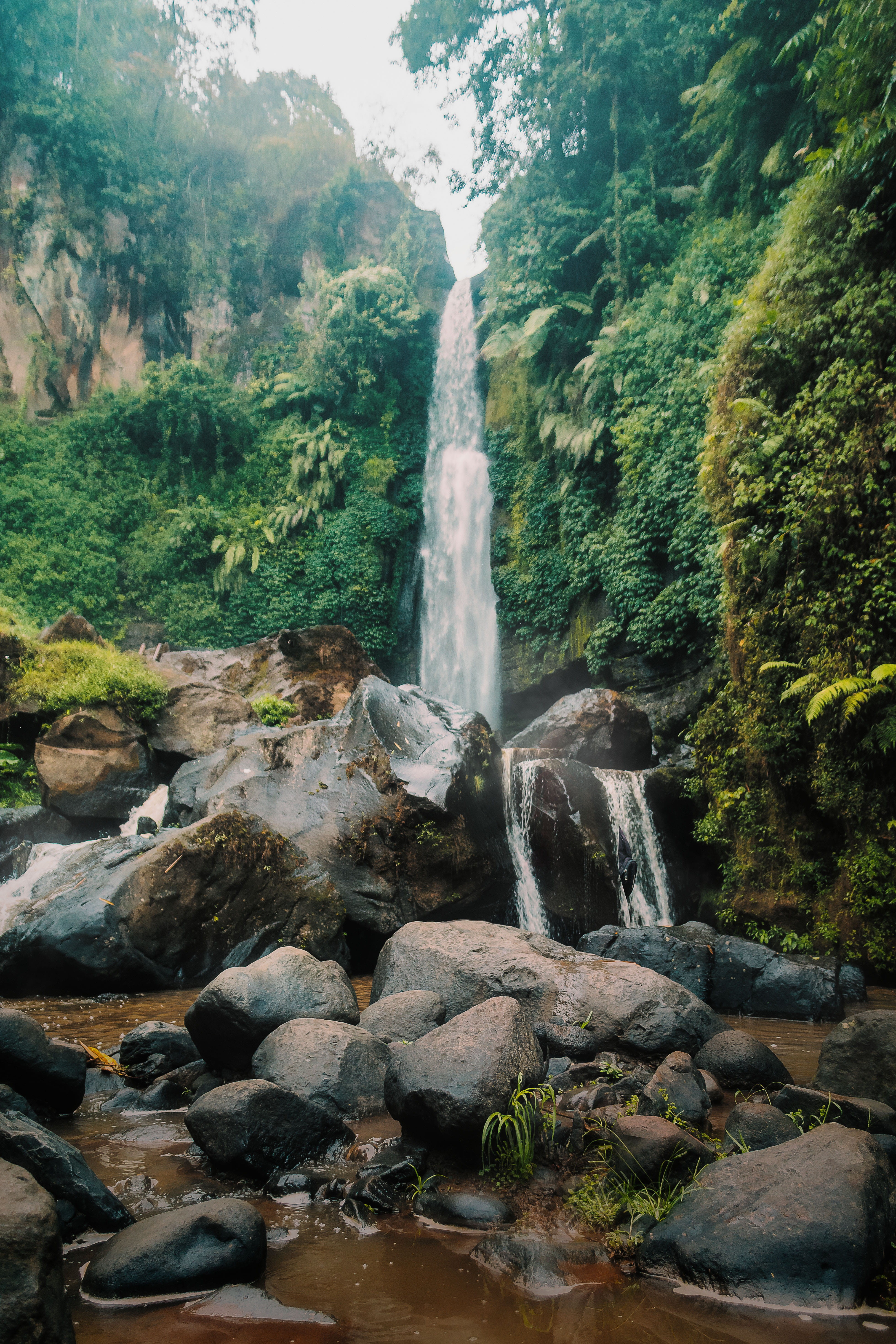 waterfall, beauty in nature, stream, flowing, power in nature, moss, plunge, rock - object, no people, outdoors, 5K, motion, cascade, environment, long exposure, Phone HD Wallpaper