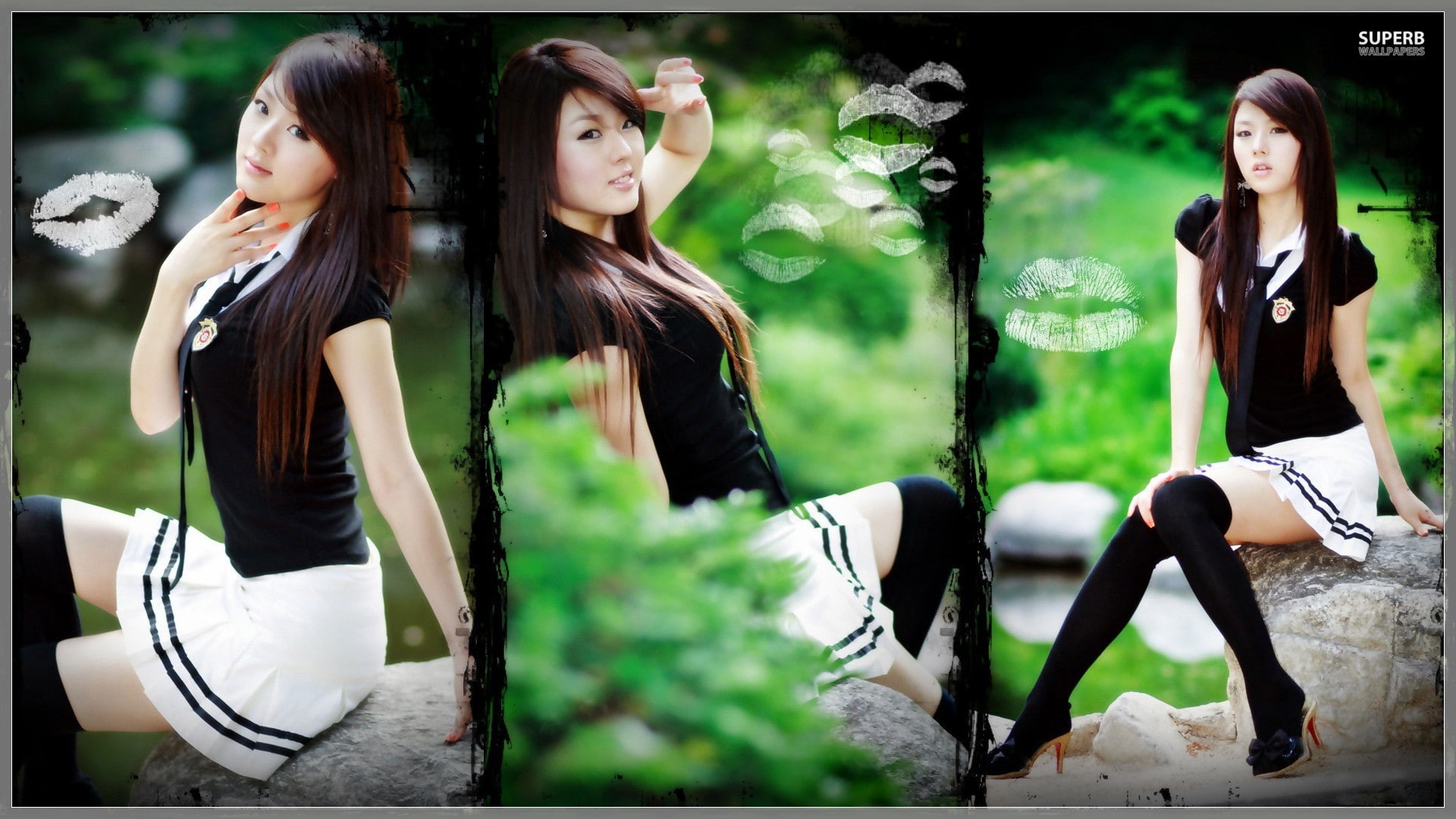 day, women, group of people, plant, hair, hairstyle, 1080P, sitting, outdoors, casual clothing, nature, long hair, real people, young women, hwang mi hee asian women, HD Wallpaper