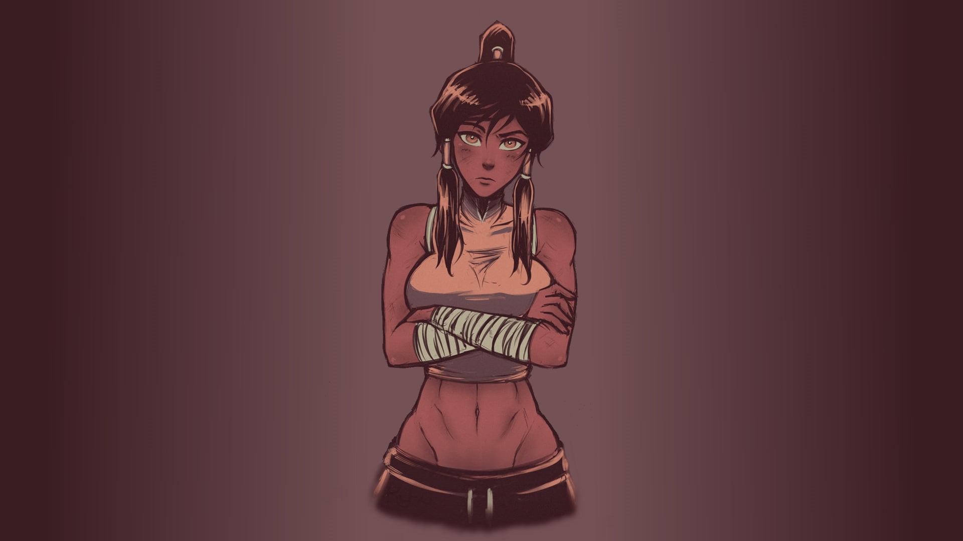 simple background, bare midriff, Korra, 1080P, The Legend of Korra, HD Wallpaper