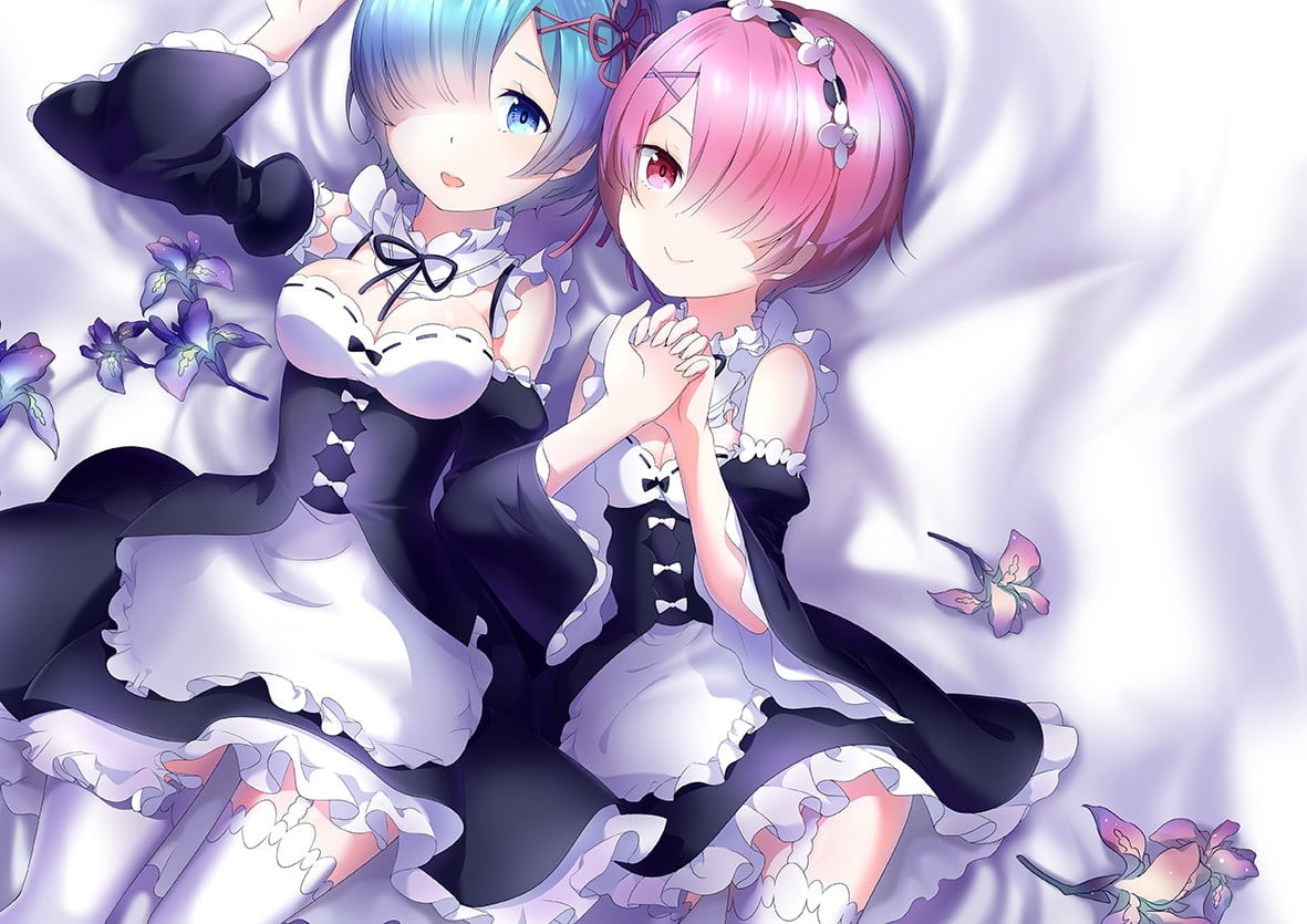 human representation, re, large group of objects, maid outfit, 480P, vulnerability, purple, collection, maid, zero, pink hair, mannequin, representation, HD Wallpaper